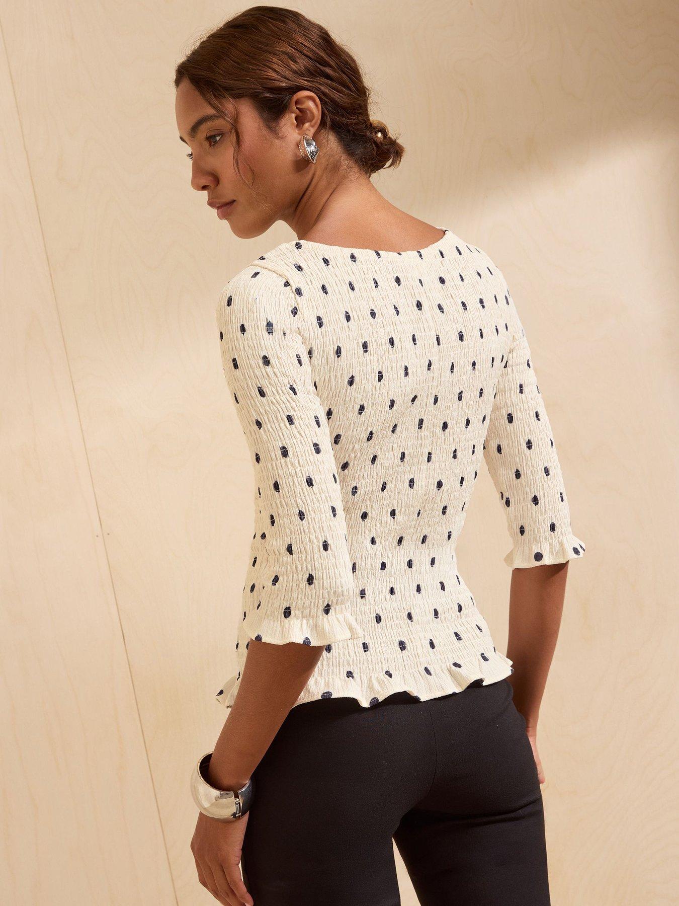 Image 2 of 5 of Friends Like These Ivory Printed Crinkle Boat Neck Top