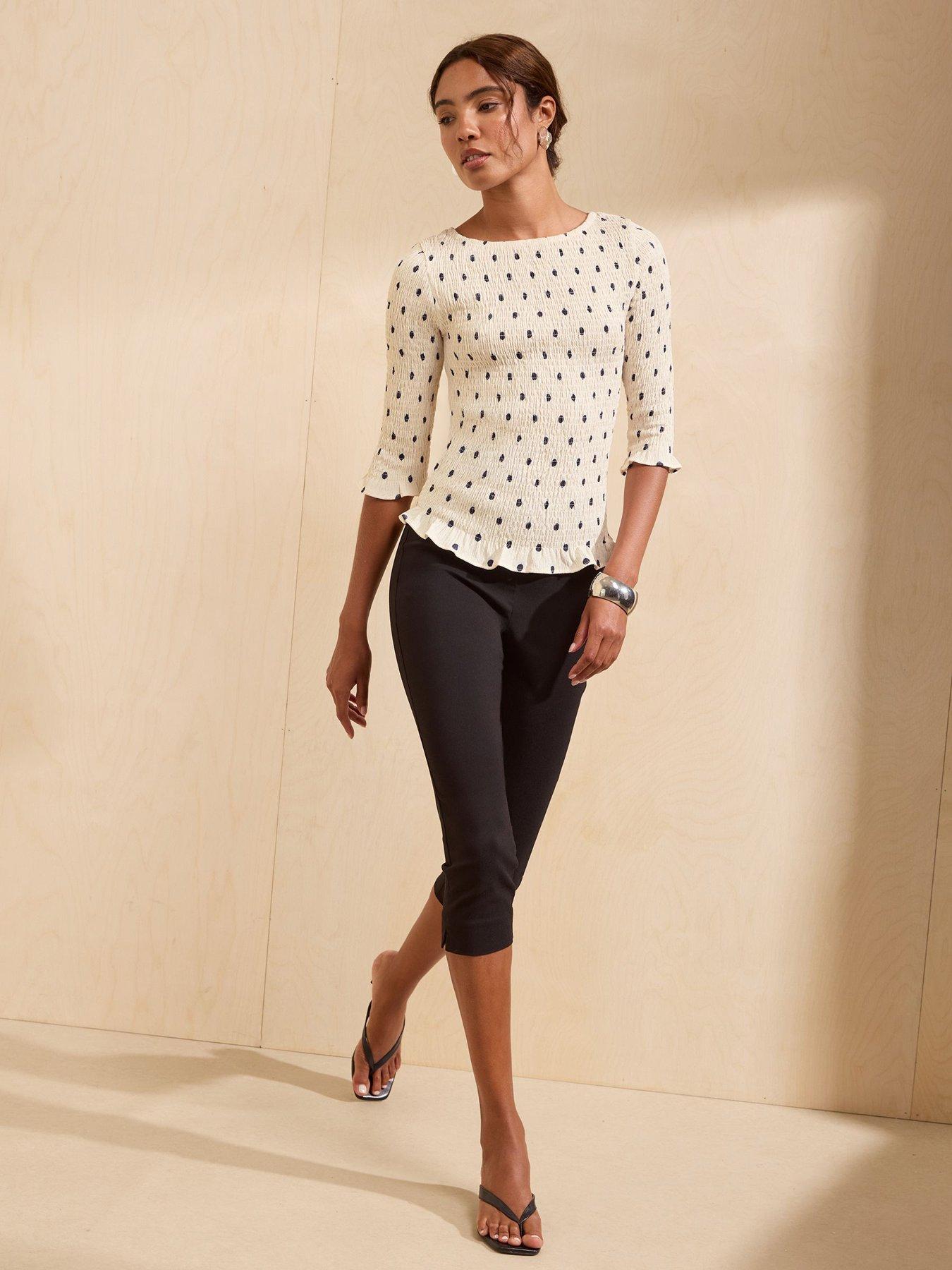 Image 3 of 5 of Friends Like These Ivory Printed Crinkle Boat Neck Top