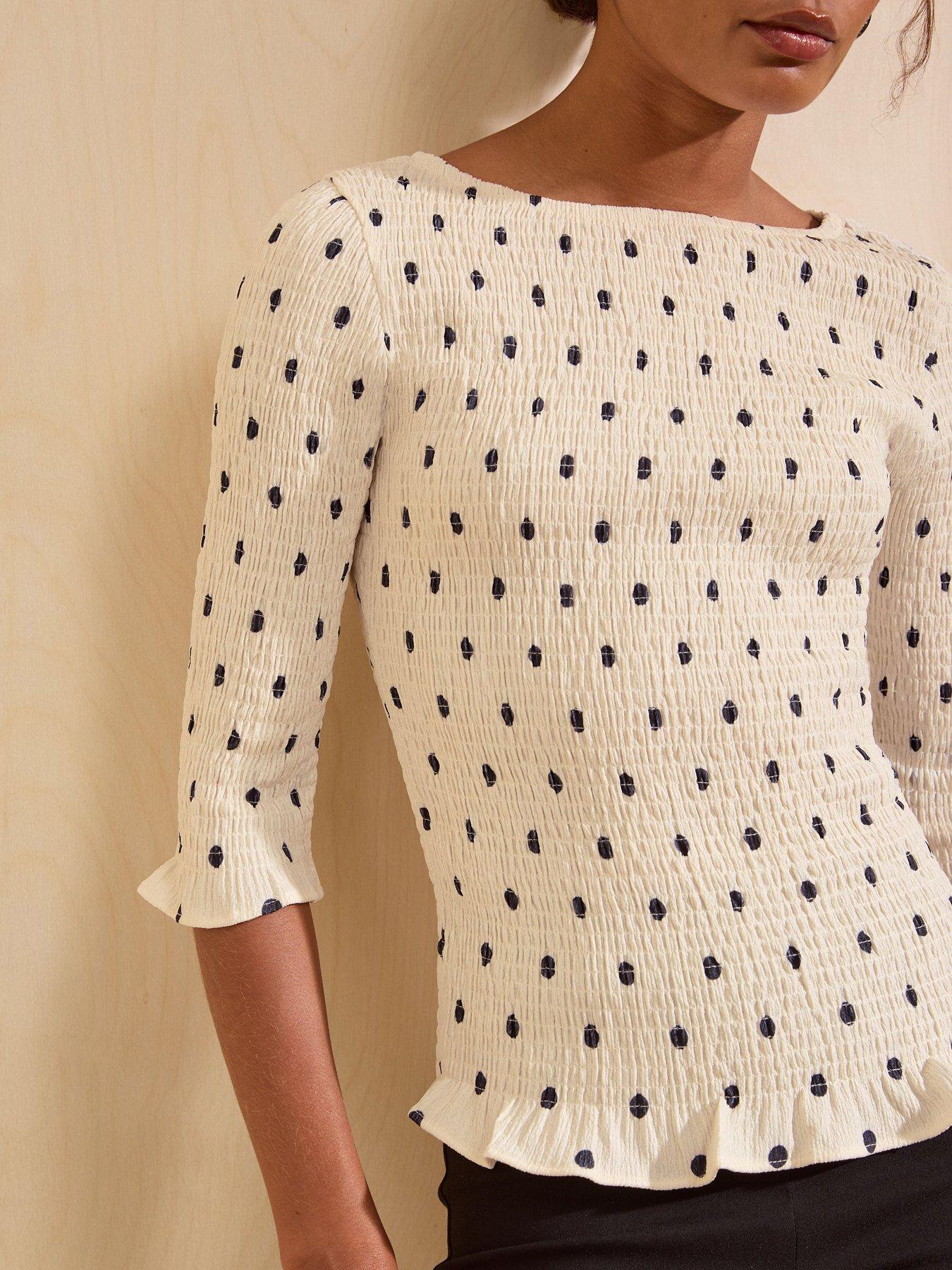 Image 4 of 5 of Friends Like These Ivory Printed Crinkle Boat Neck Top