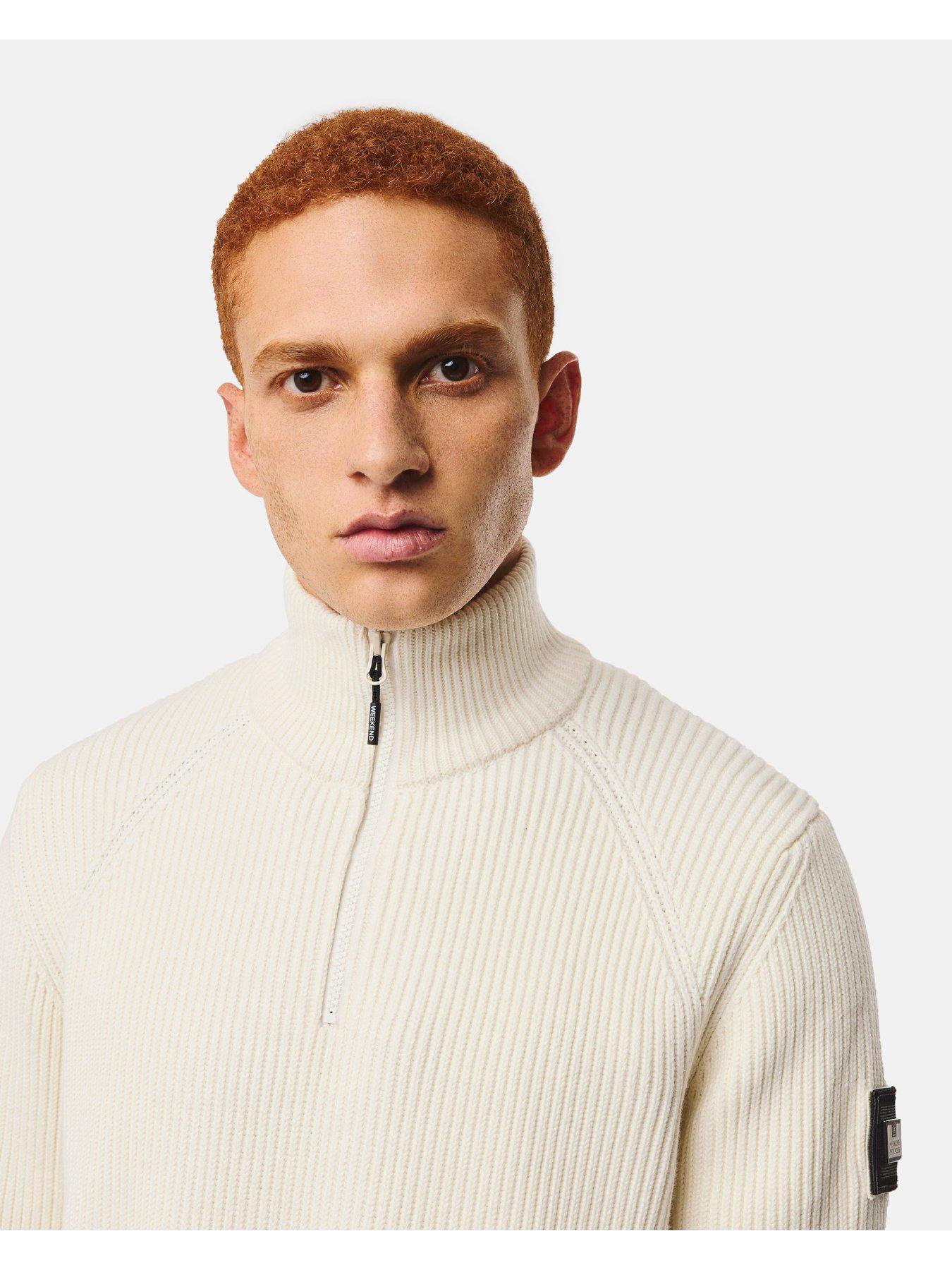 Image 2 of 7 of Weekend Offender Weekend Offender Snetterton 1/4 Zip Knitted Jumper - Cream