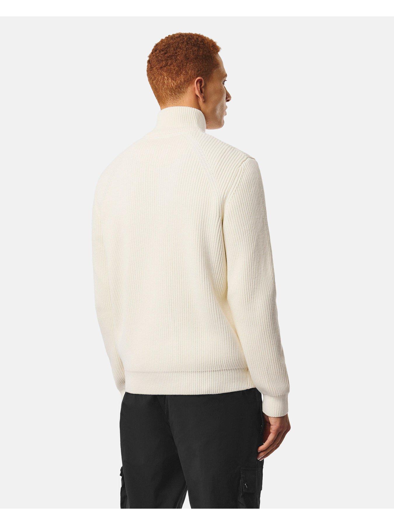 Image 4 of 7 of Weekend Offender Weekend Offender Snetterton 1/4 Zip Knitted Jumper - Cream