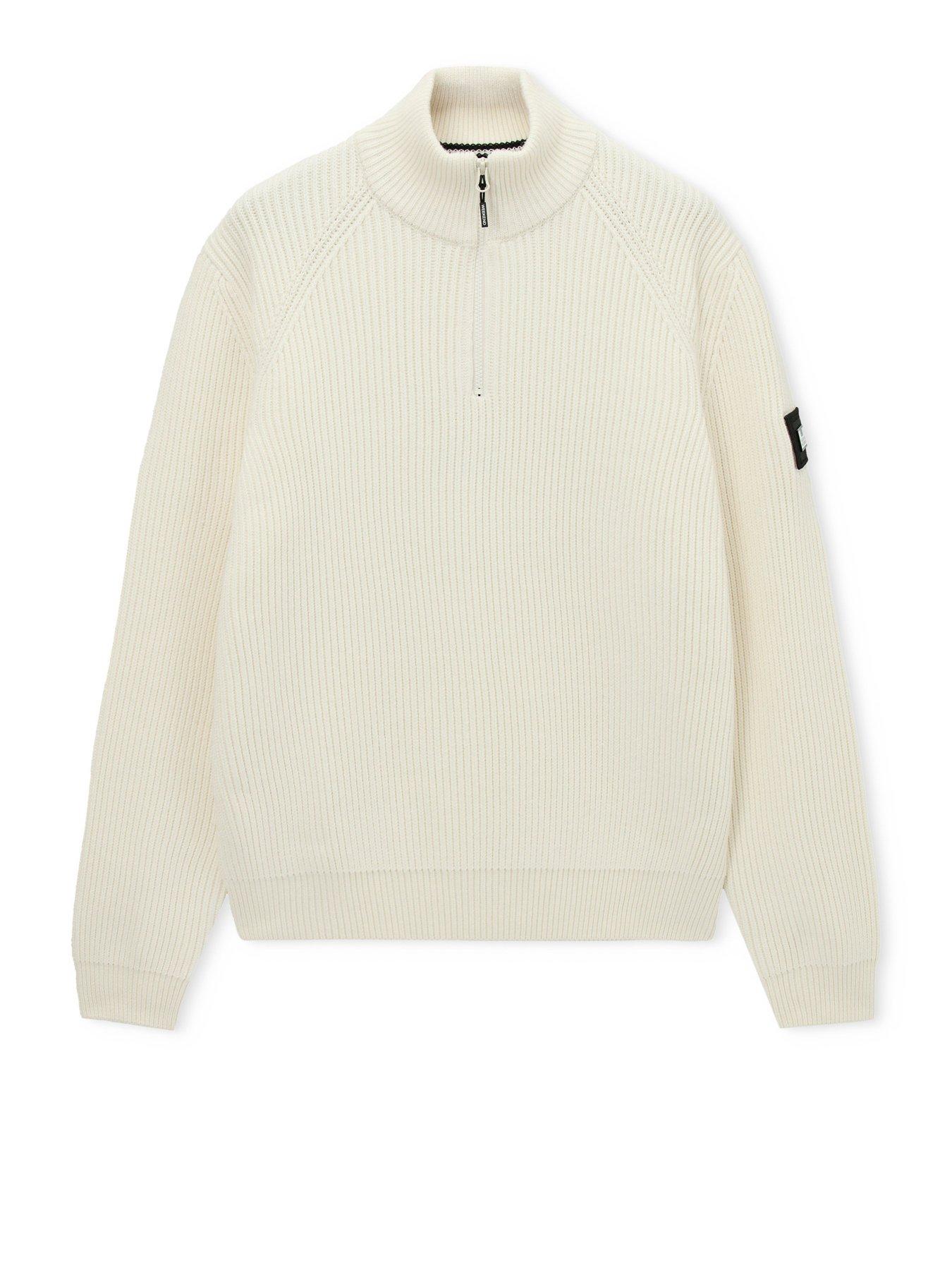 Image 5 of 7 of Weekend Offender Weekend Offender Snetterton 1/4 Zip Knitted Jumper - Cream