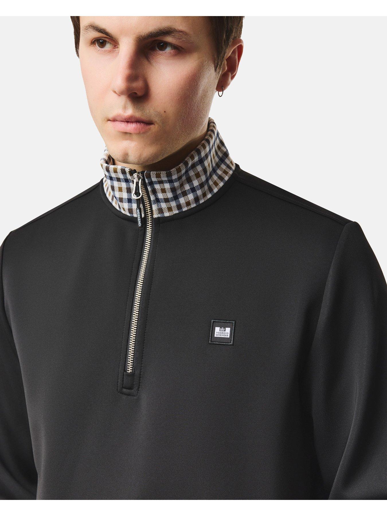 Image 2 of 6 of Weekend Offender Mens 1/4 Zip Stretch Knitted Jumper - Black