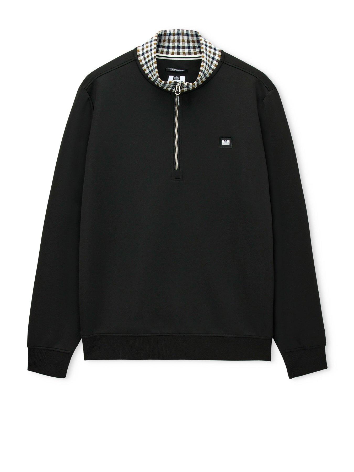 Image 5 of 6 of Weekend Offender Mens 1/4 Zip Stretch Knitted Jumper - Black