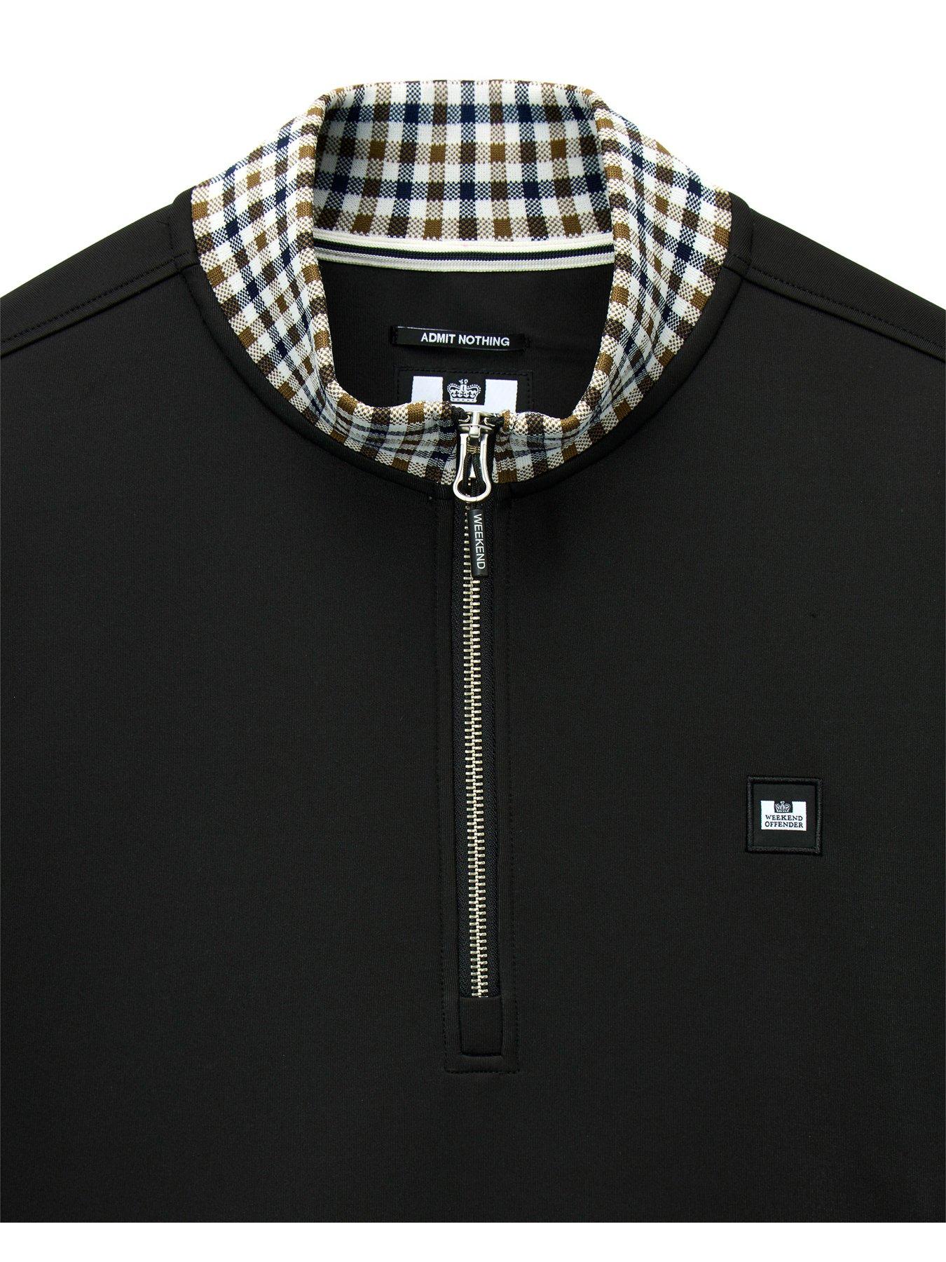 Image 6 of 6 of Weekend Offender Mens 1/4 Zip Stretch Knitted Jumper - Black