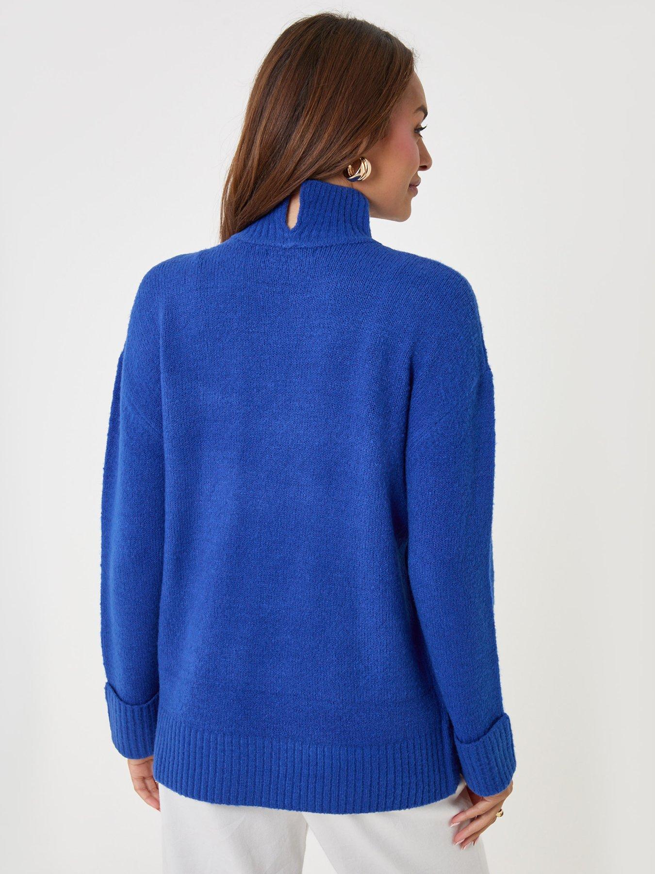 Image 2 of 4 of Threadbare Relaxed Fit Funnel Neck Jumper In Blue