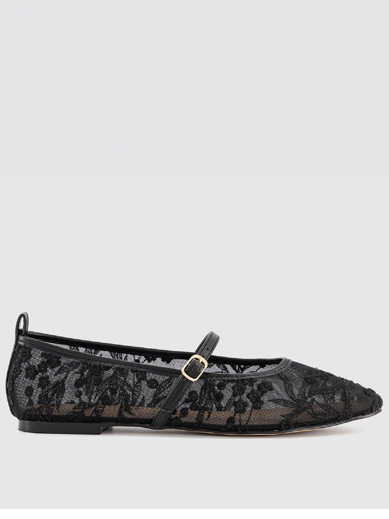OFFICE Forest Embroidered Mary Janes Ballet Pumps - Black