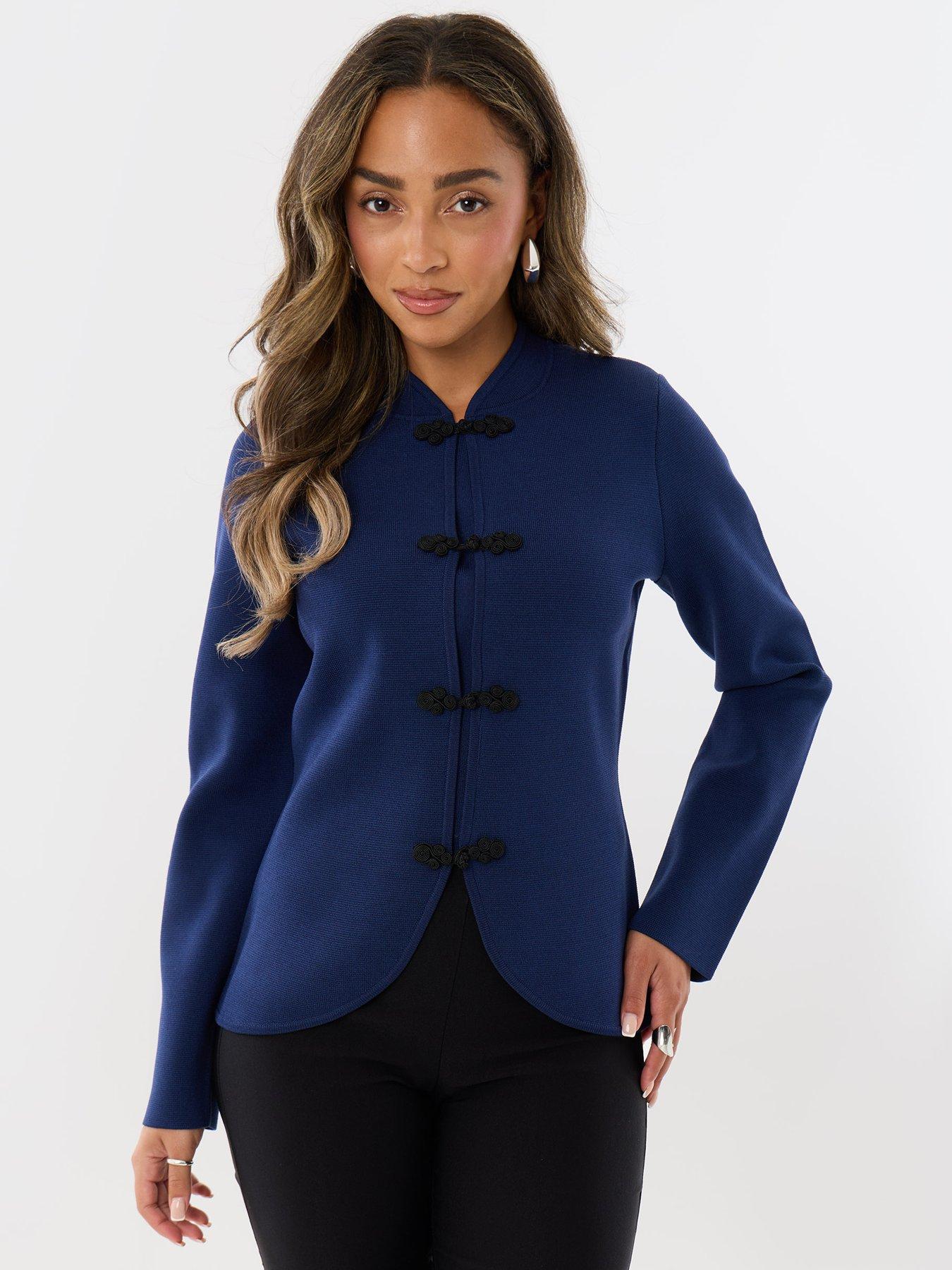 Image 1 of 4 of Threadbare Ladies Jasmina Fireman Clasp Knit Cardigan - Navy