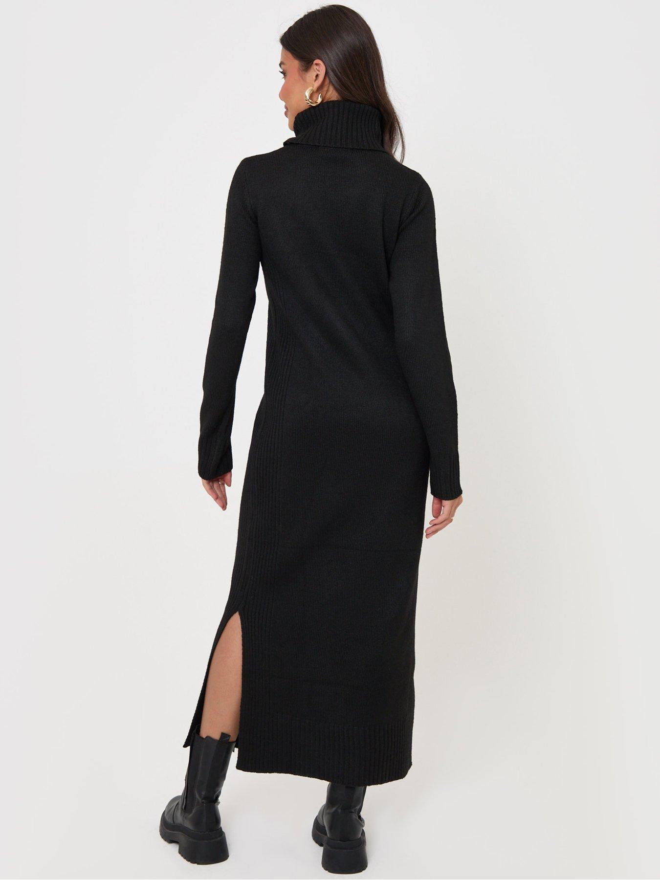 Image 2 of 5 of Threadbare Womens Petite Turtle Neck Maxi Jumper Dress - Black