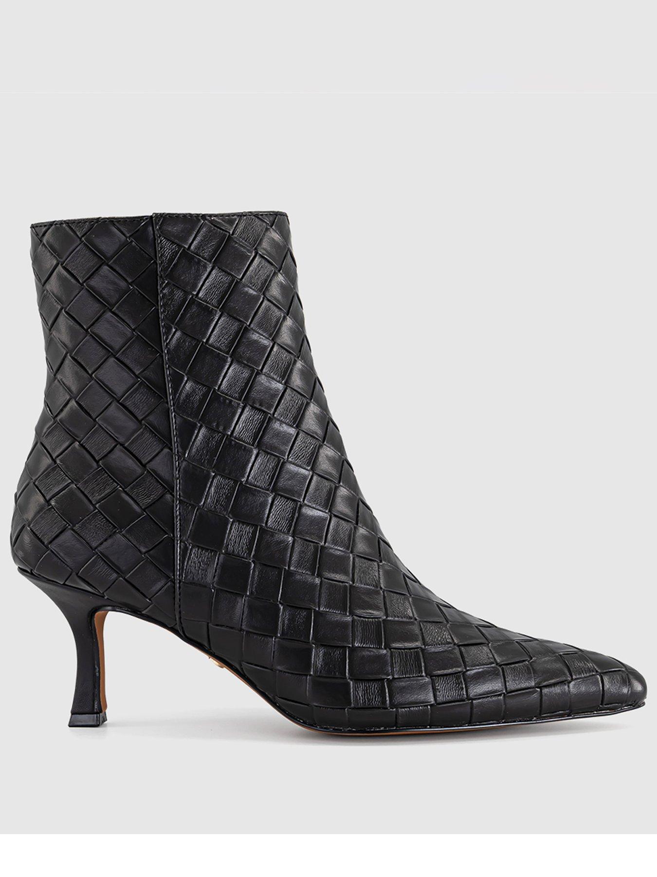 Image 1 of 4 of OFFICE Womens Allure Basket Weave Mid Heel Ankle Boots - Black