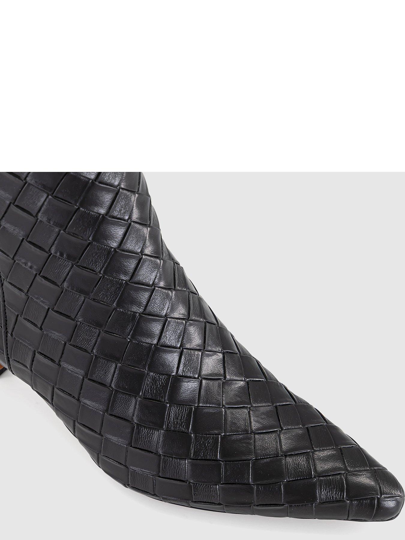 Image 4 of 4 of OFFICE Womens Allure Basket Weave Mid Heel Ankle Boots - Black