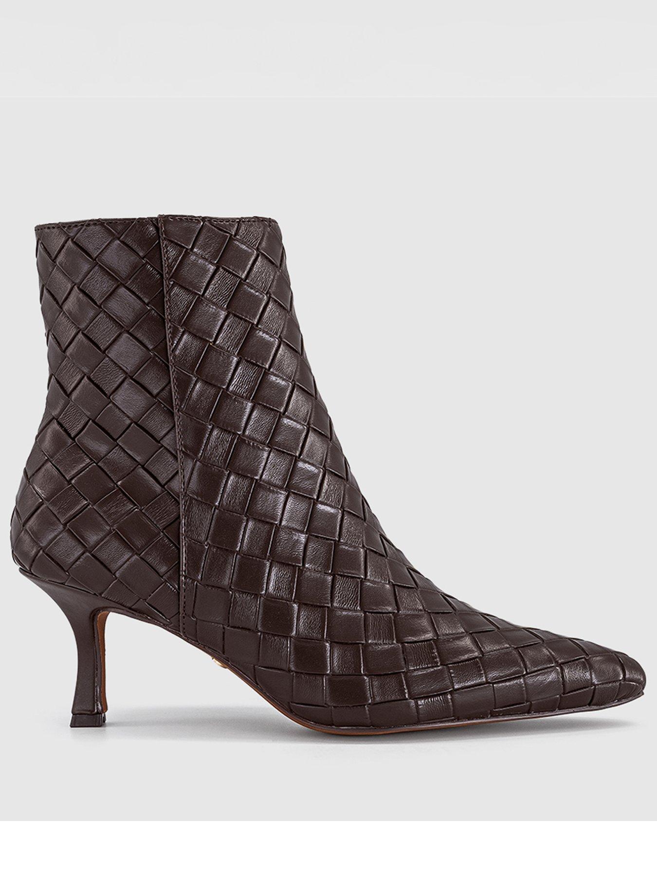 Image 1 of 4 of OFFICE Womens Allure Basket Weave Pointed Toe Ankle Boots - Brown