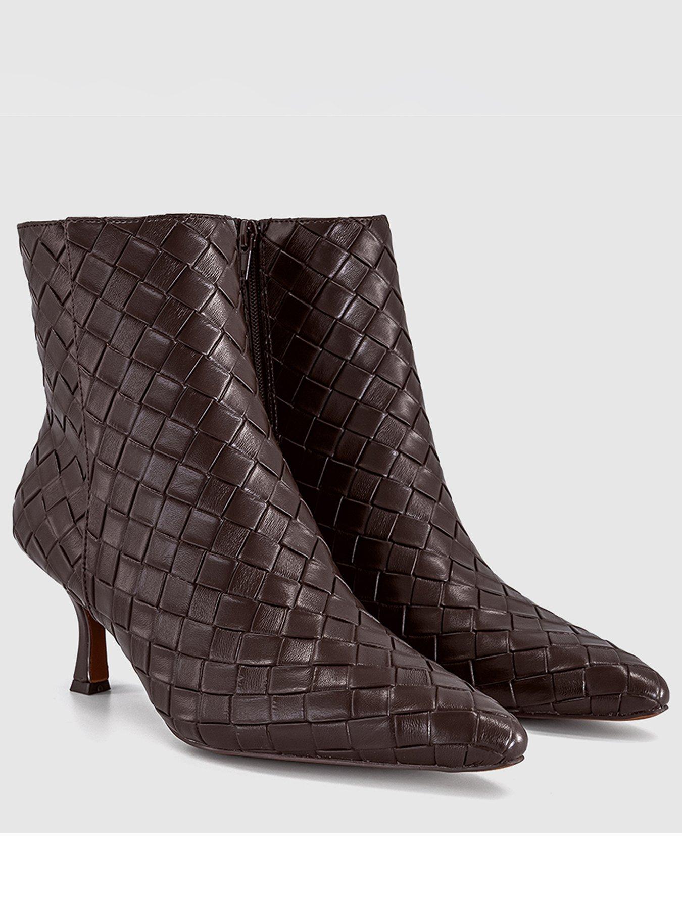 Image 2 of 4 of OFFICE Womens Allure Basket Weave Pointed Toe Ankle Boots - Brown