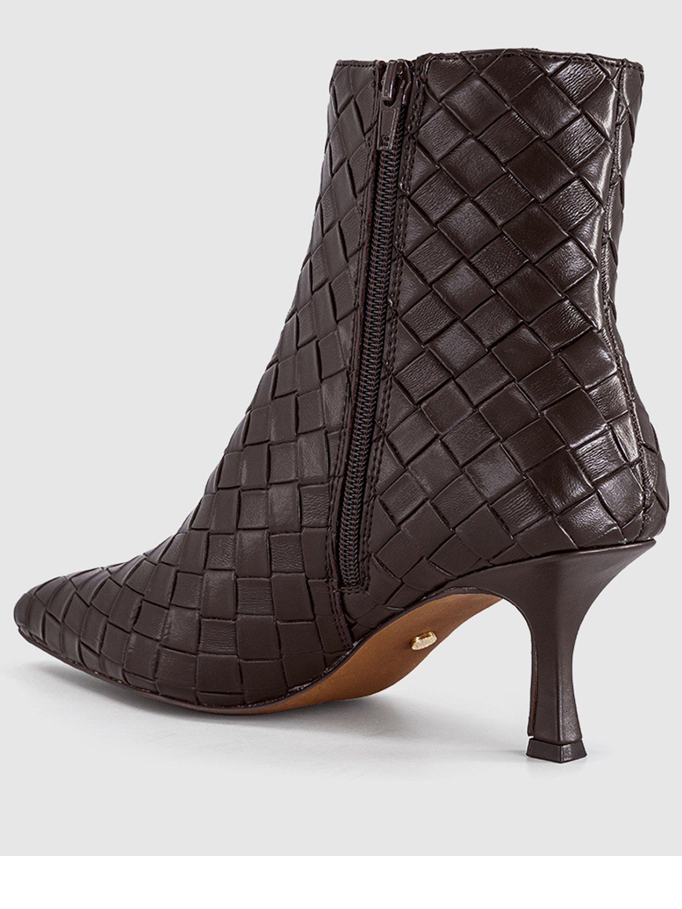 Image 3 of 4 of OFFICE Womens Allure Basket Weave Pointed Toe Ankle Boots - Brown