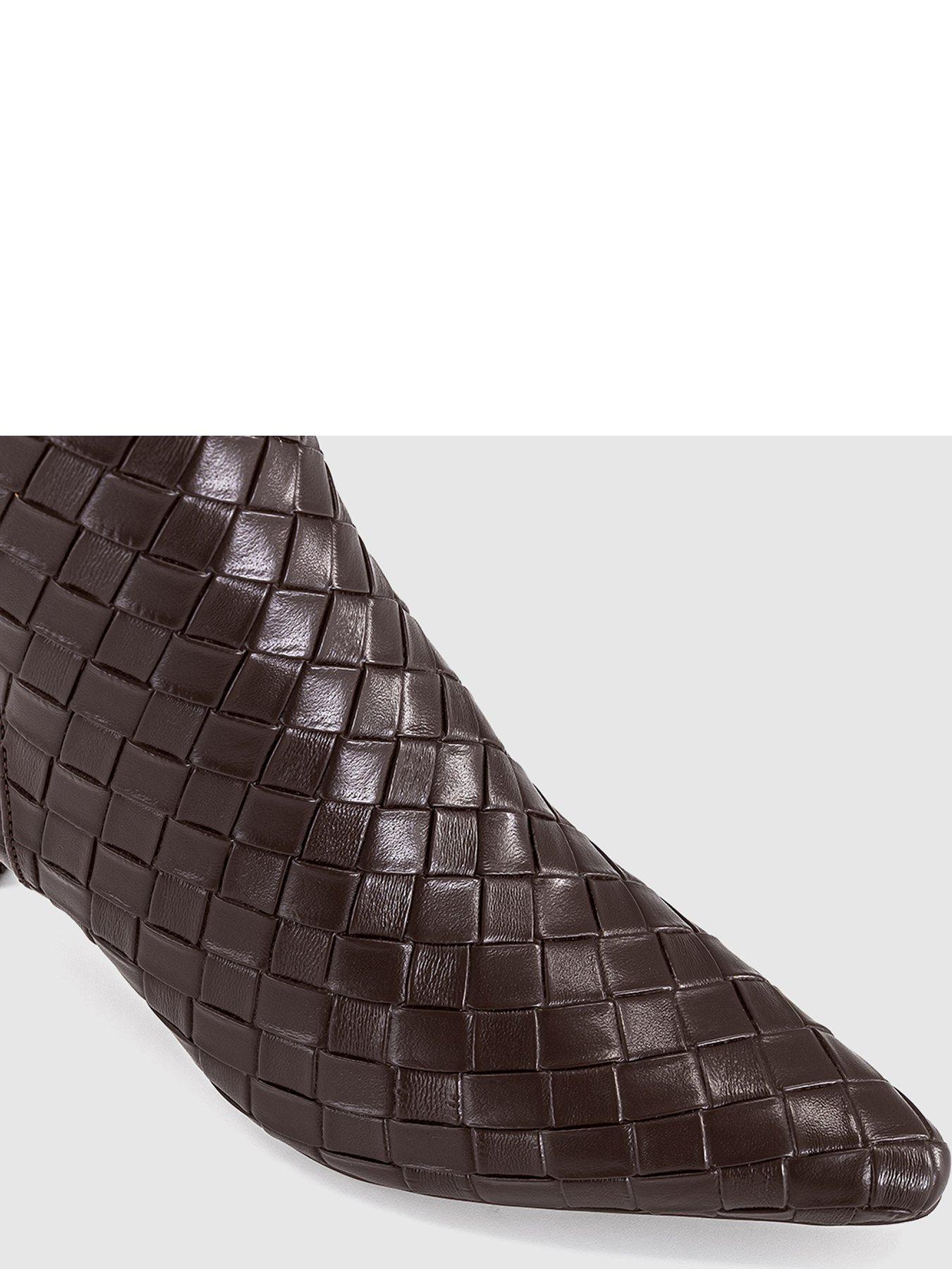 Image 4 of 4 of OFFICE Womens Allure Basket Weave Pointed Toe Ankle Boots - Brown