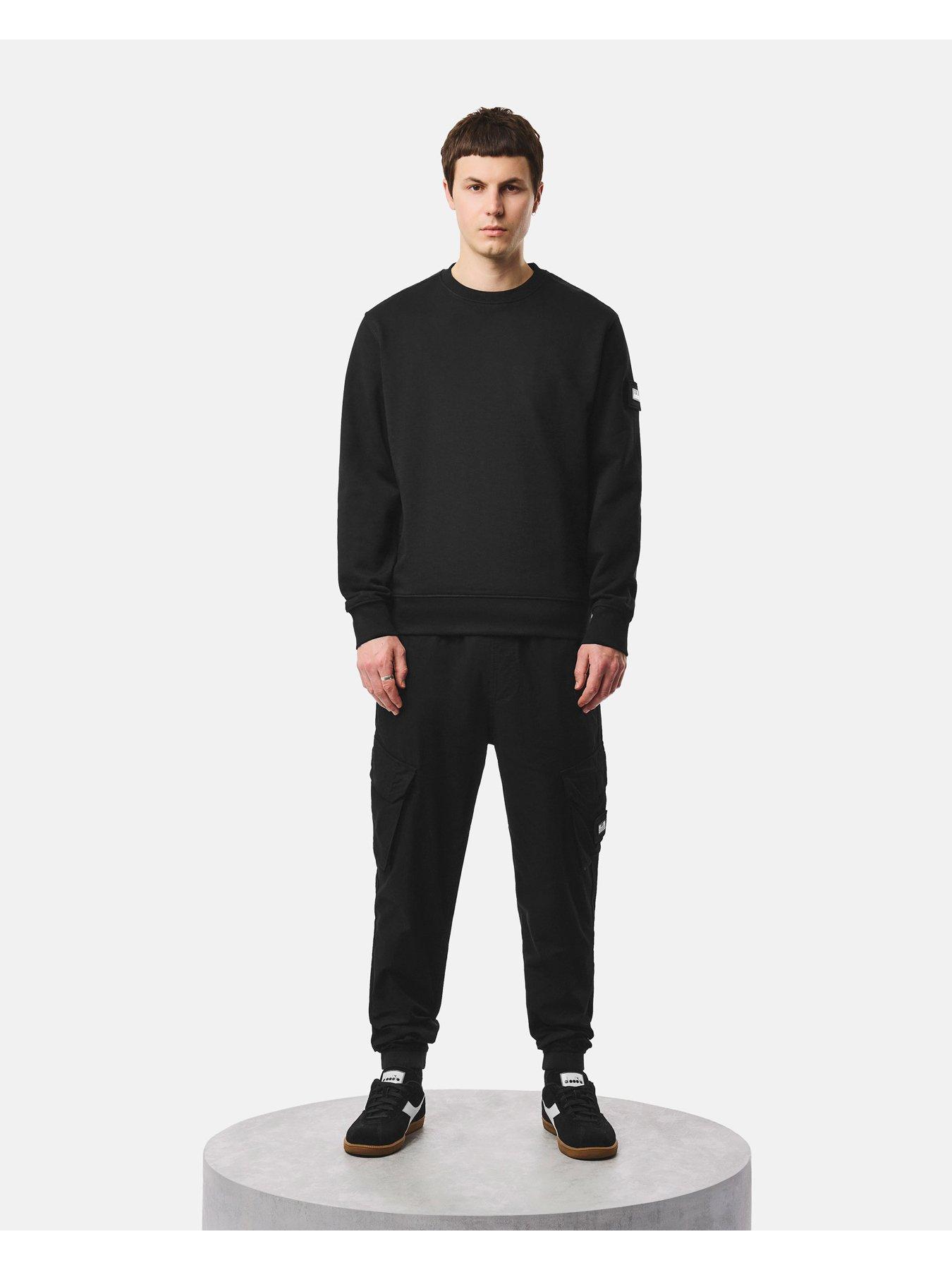 Image 2 of 6 of Weekend Offender Mens Crew Neck Badge Sweatshirt - Black