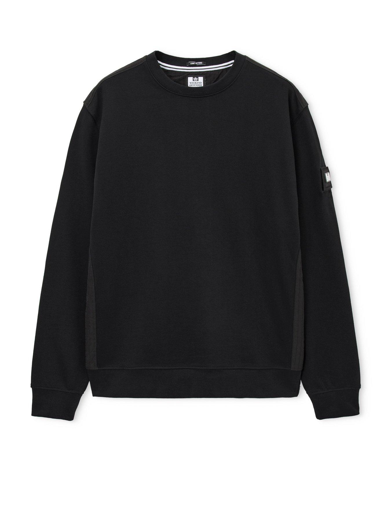 Image 4 of 6 of Weekend Offender Mens Crew Neck Badge Sweatshirt - Black
