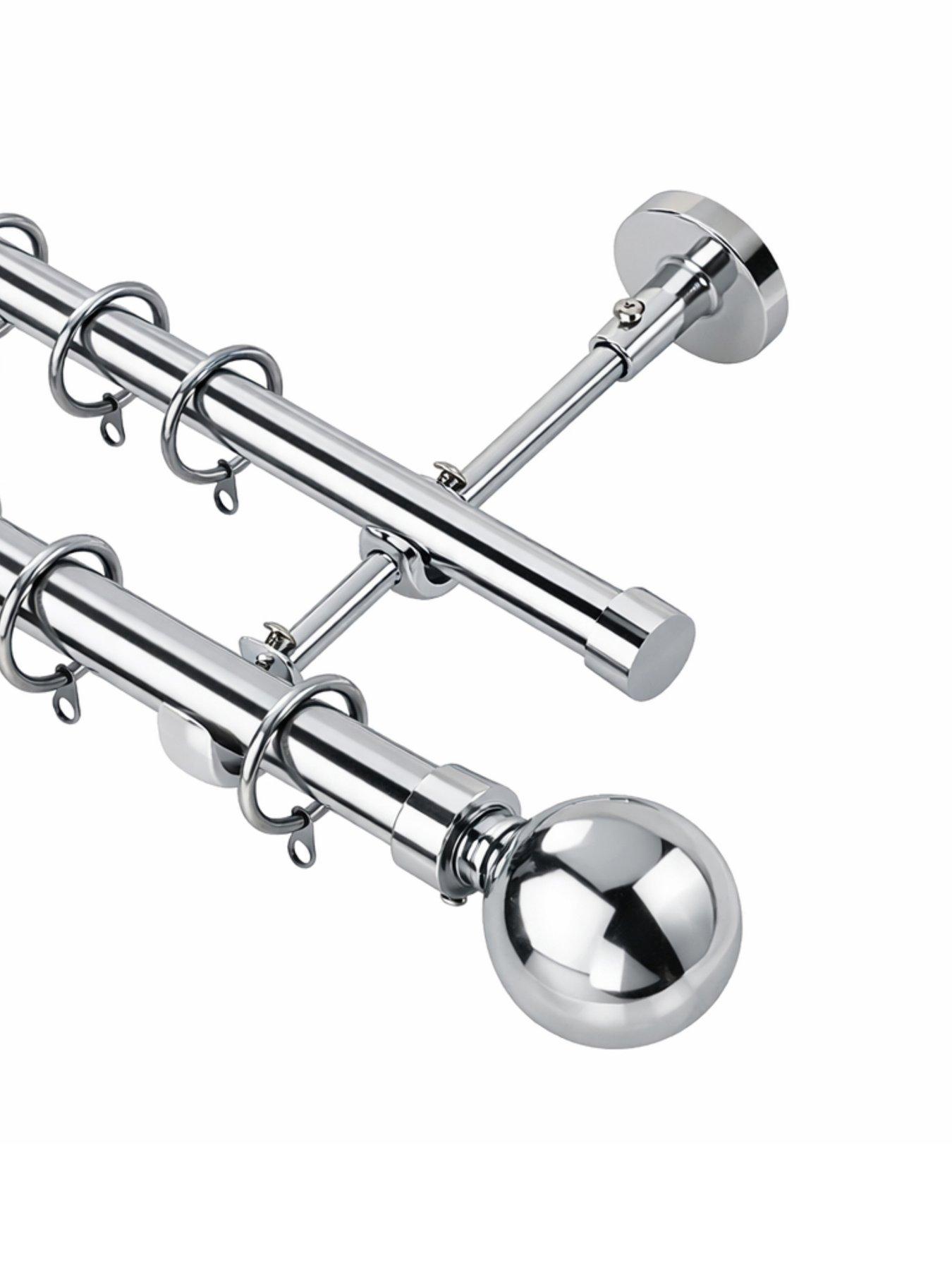 The Very Collection Double Ball End Curtain Pole 120-320cm 19mm  &  28mm