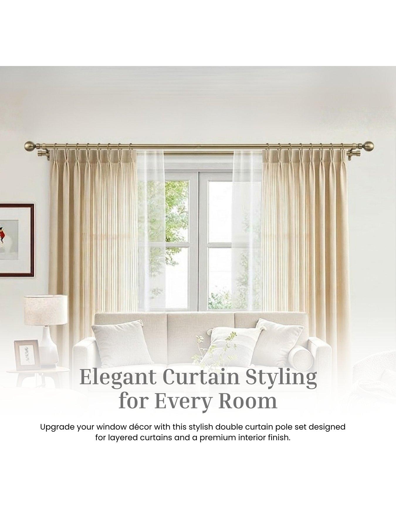 Image 5 of 7 of The Very Collection Double Ball End Curtain Pole 120-320cm 19mm &amp; 28mm