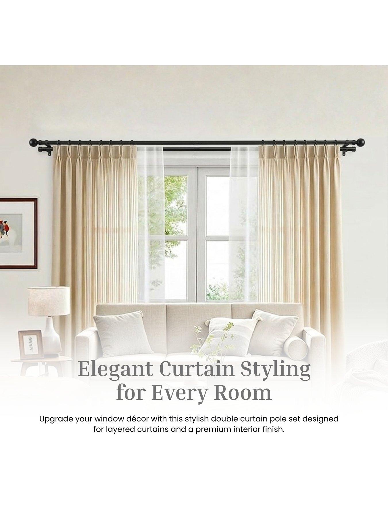 Image 6 of 7 of The Very Collection Double Ball End Curtain Pole 120-320cm 19mm &amp; 28mm