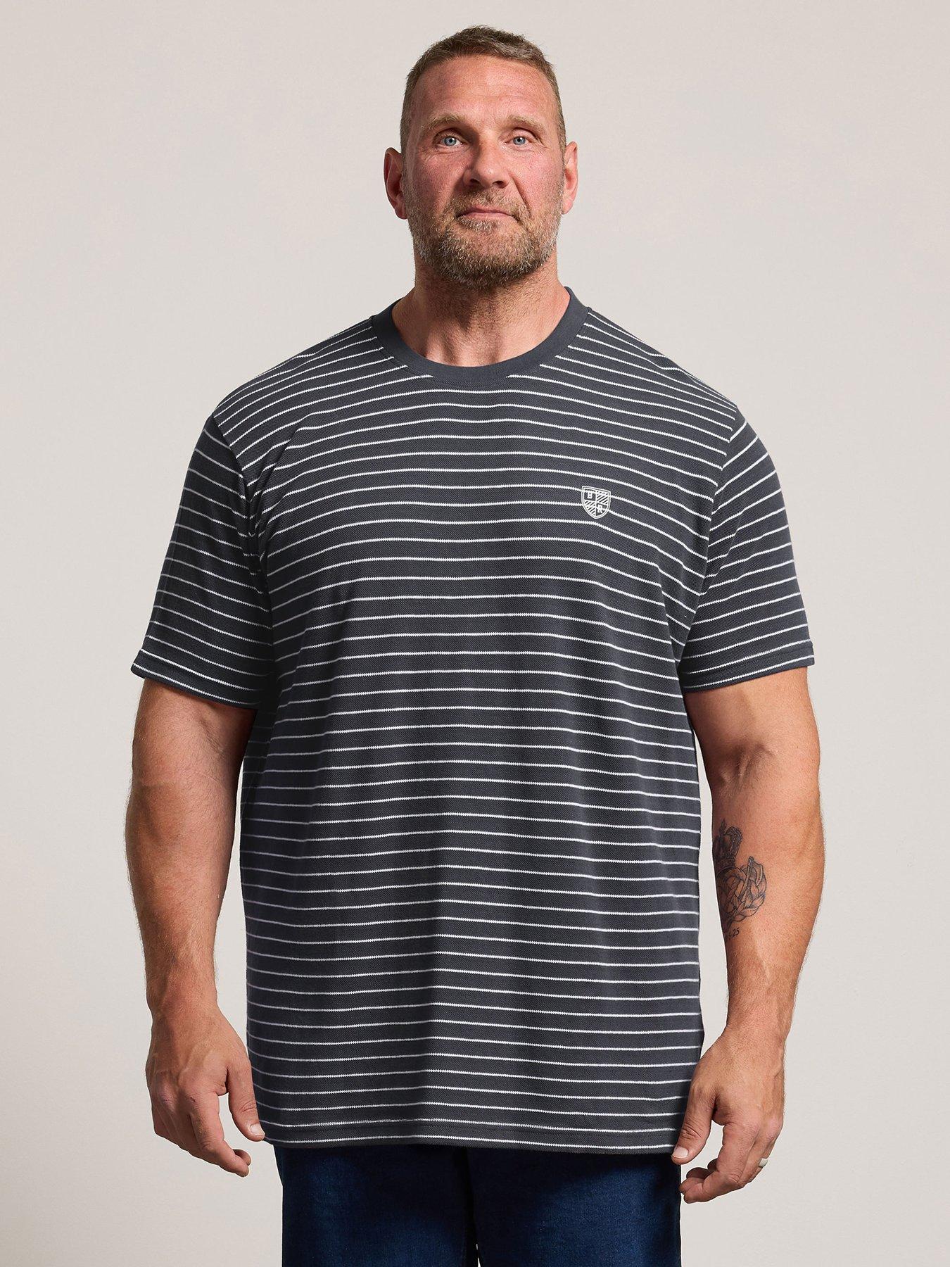Image 1 of 4 of BadRhino Mens Stripe Crew Neck T-Shirt - Brown