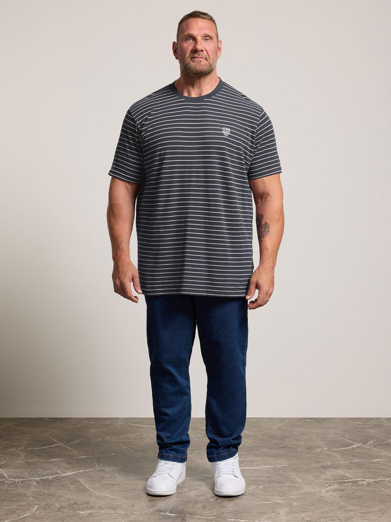 Image 3 of 4 of BadRhino Mens Stripe Crew Neck T-Shirt - Brown