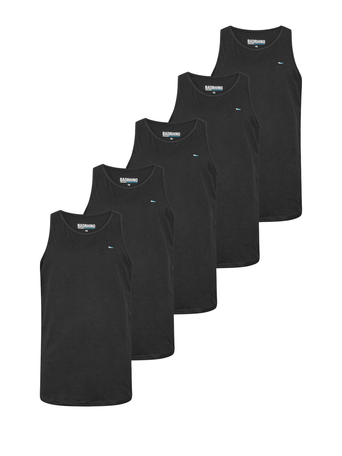 Image 1 of 4 of BadRhino Mens Longline 5 Pack Vests - Black