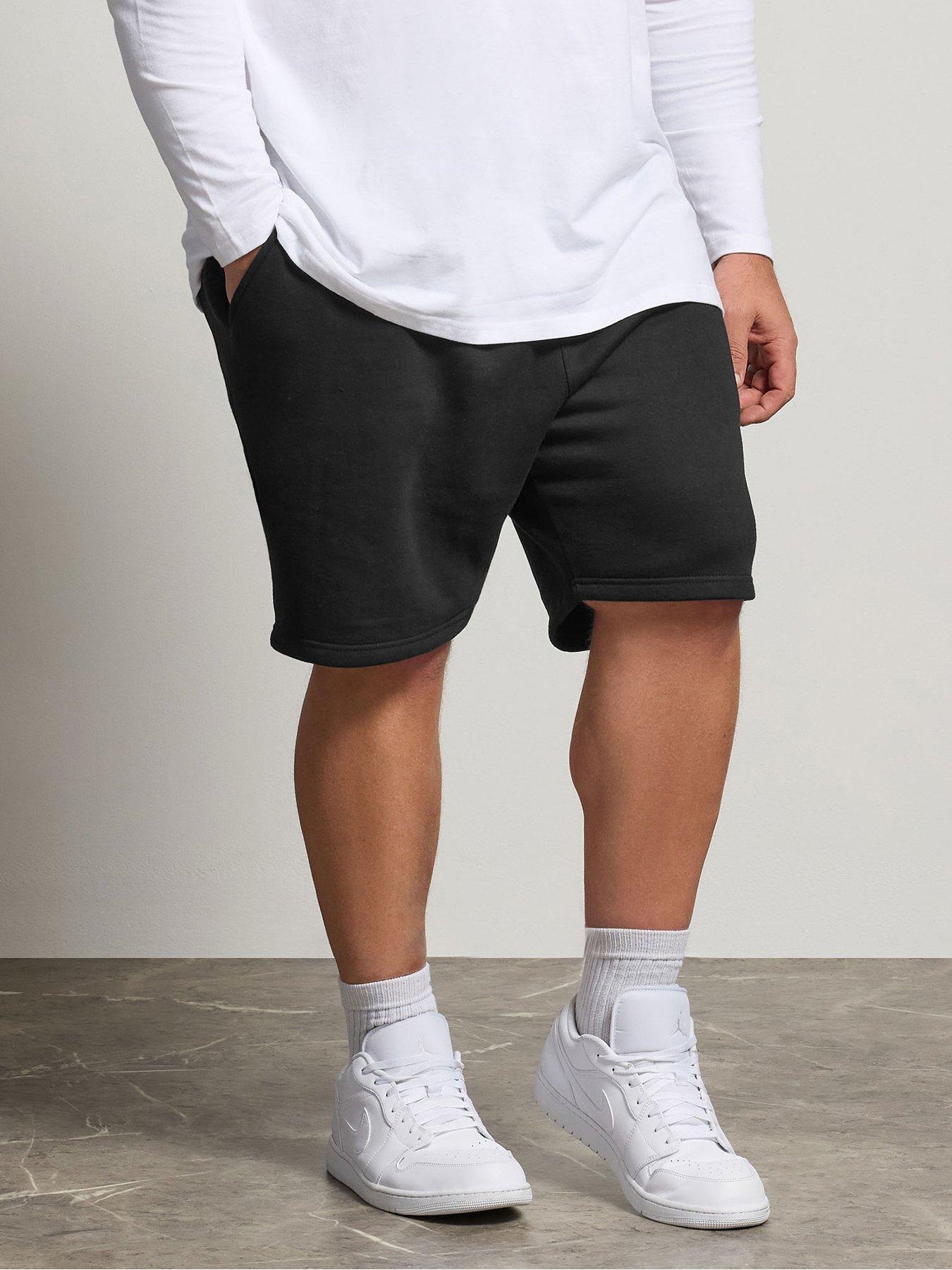 BadRhino Mens Skull Print Drawcord Jogger Shorts - Black