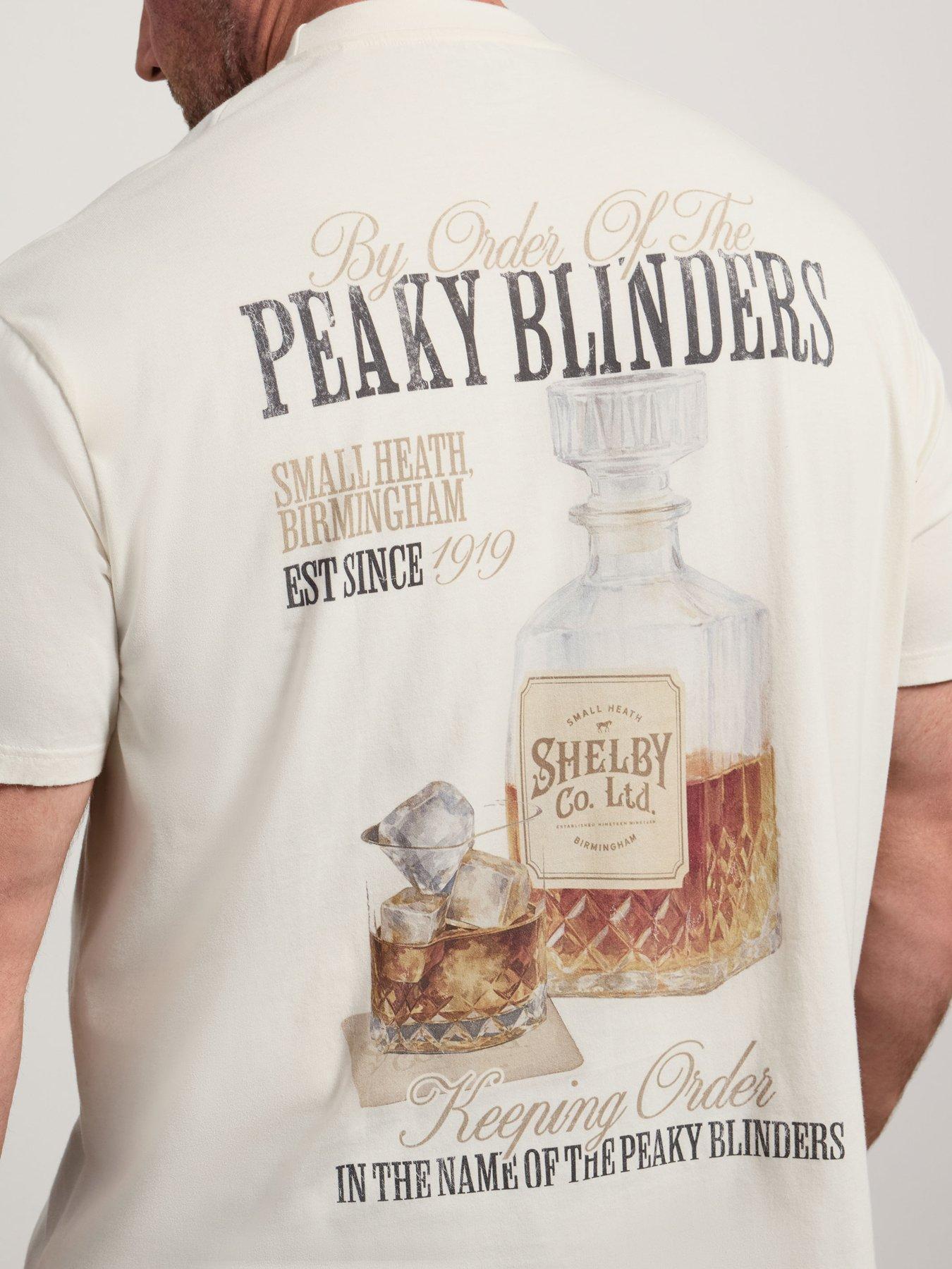Image 4 of 4 of BadRhino Mens Peaky Blinders Back Print Crew Neck T-Shirt - White