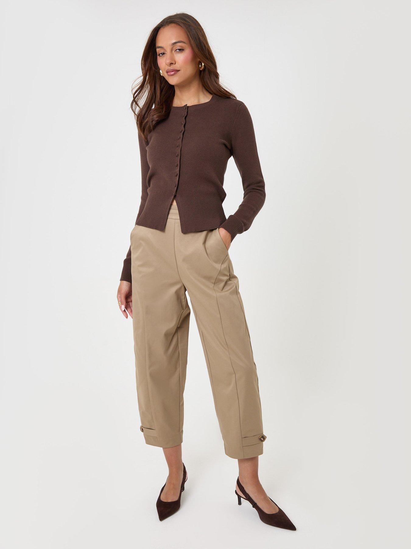 Image 3 of 4 of Threadbare Womens Crew Neck Compact Knit Cardigan - Chocolate