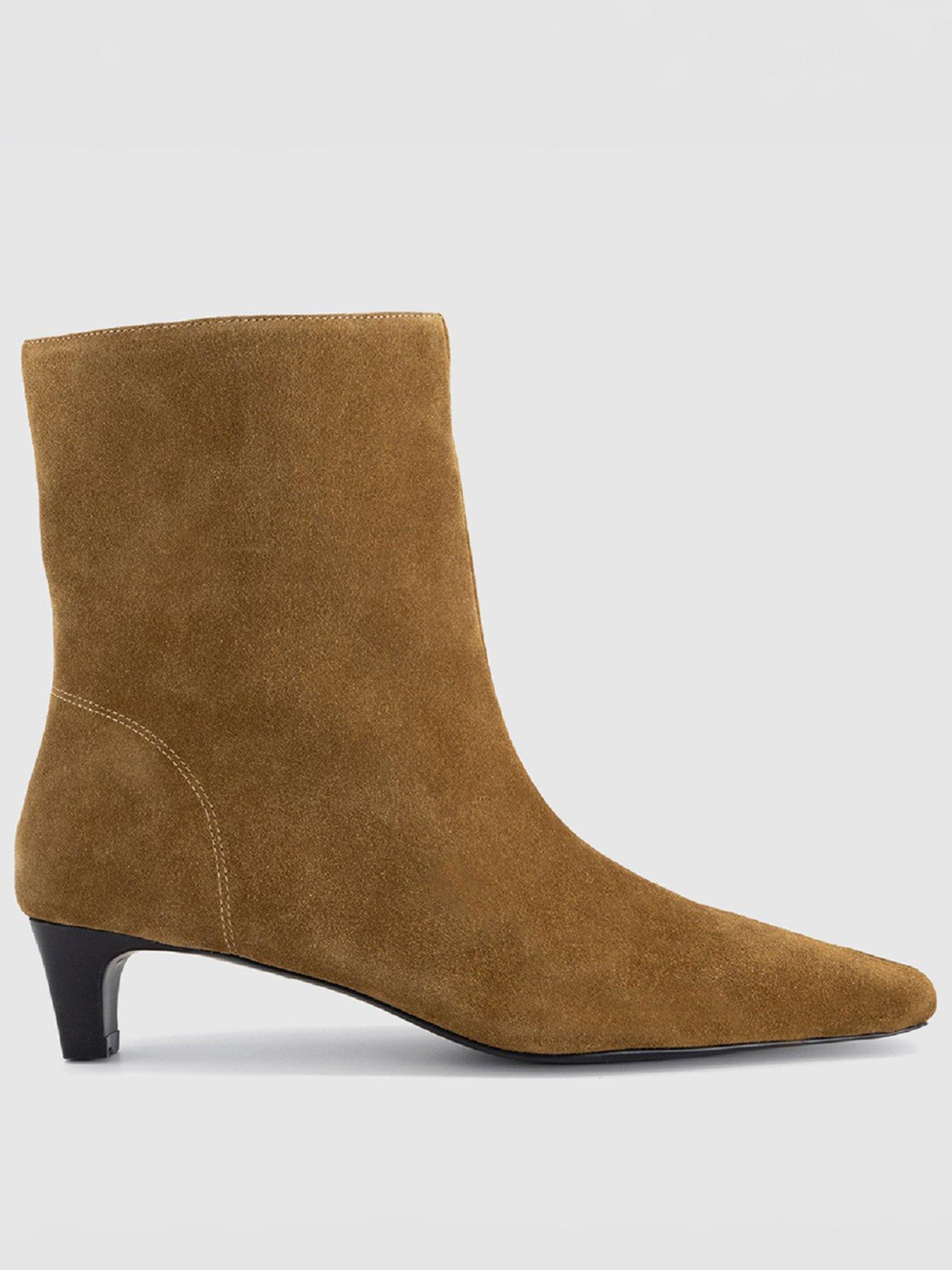 OFFICE Apricot Low Heel Chisel Toe Boots - Brown