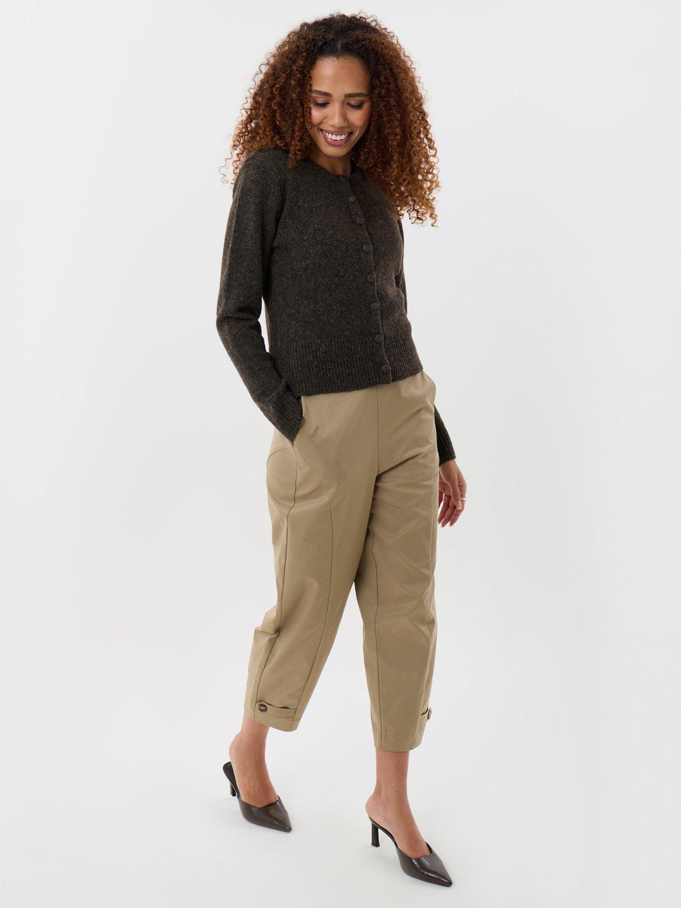 Image 3 of 4 of Threadbare Knitted Cardigan With Shoulder Pads In Chocolate Brown