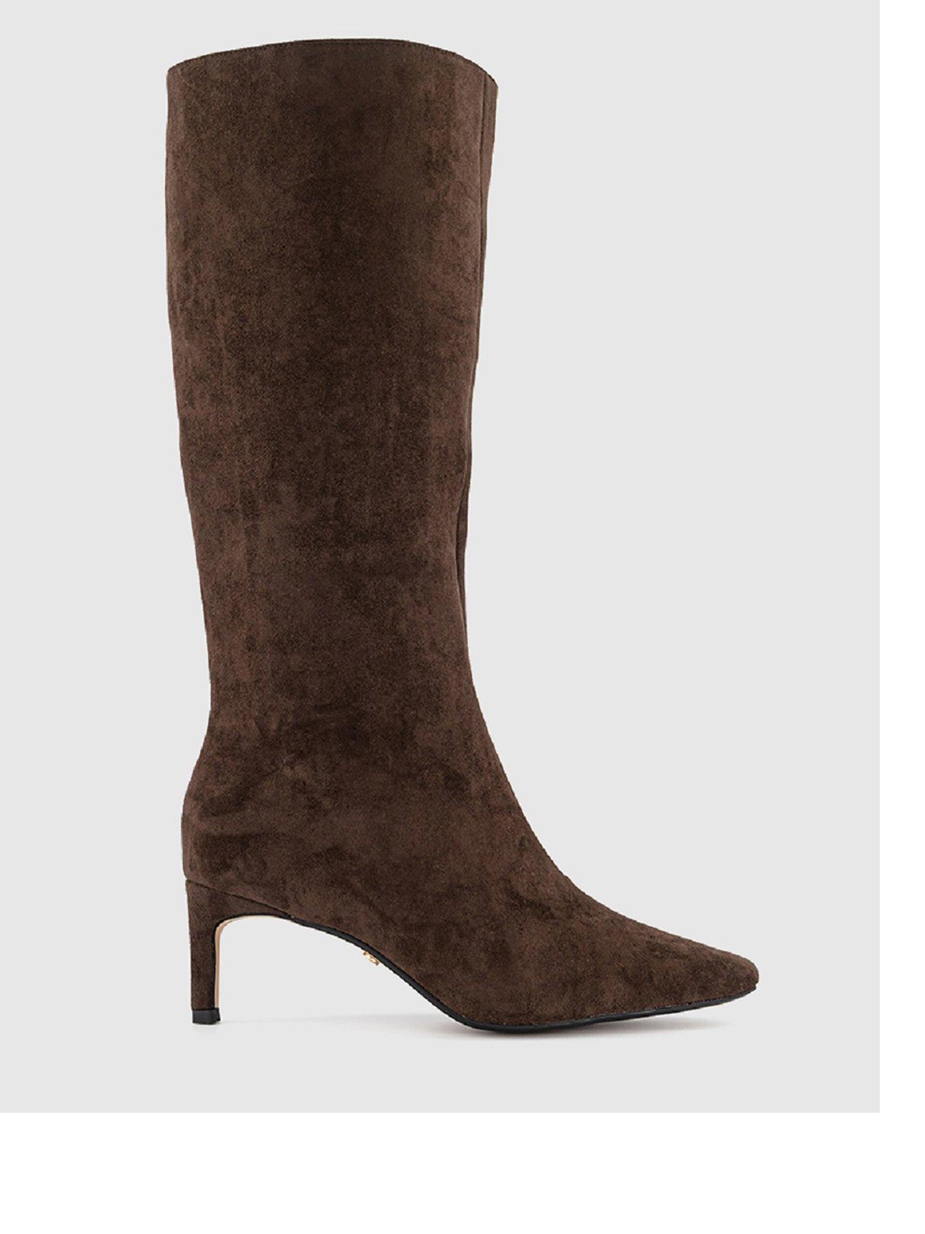 OFFICE Karina Kitten Heel Knee High Boots - Brown