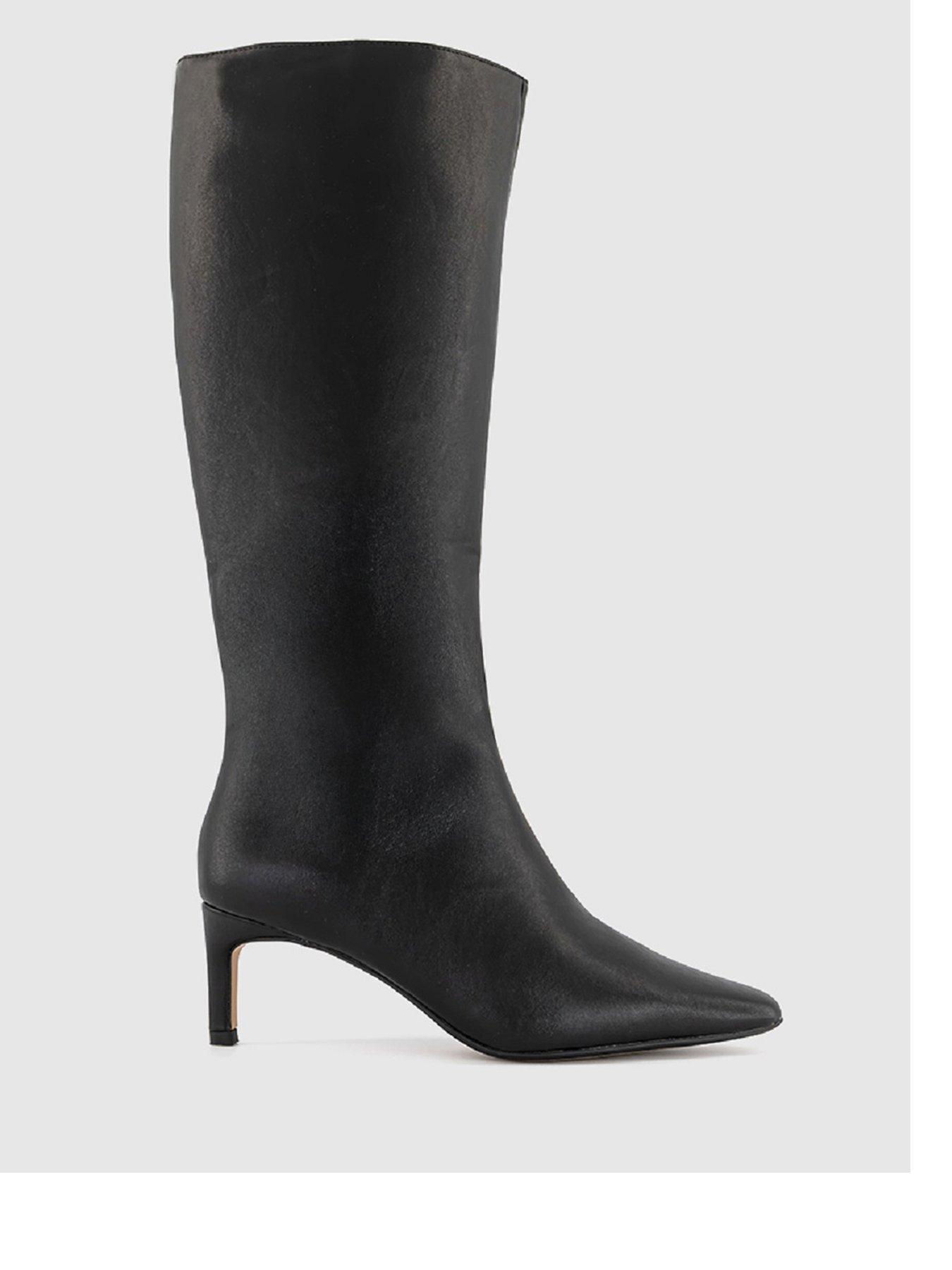 OFFICE Karina Kitten Heel Knee High Boots - Black