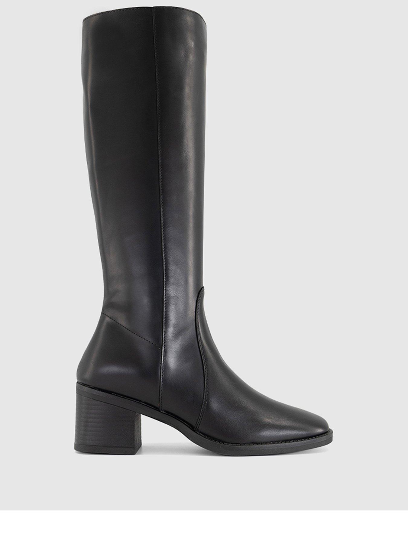 Image 3 of 3 of OFFICE Womens Knight Block Heel Knee High Boots - Black