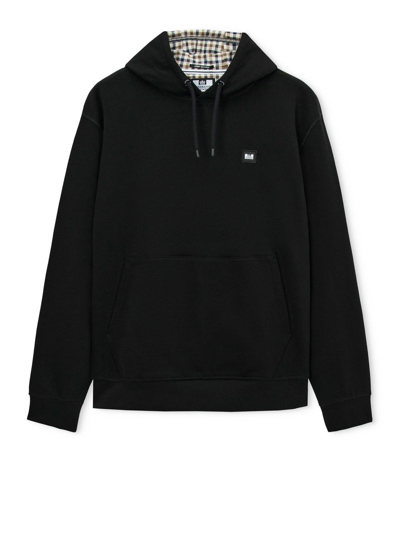 Image 4 of 5 of Weekend Offender Weekend Offender Oulton Check Pullover Hoodie - Black