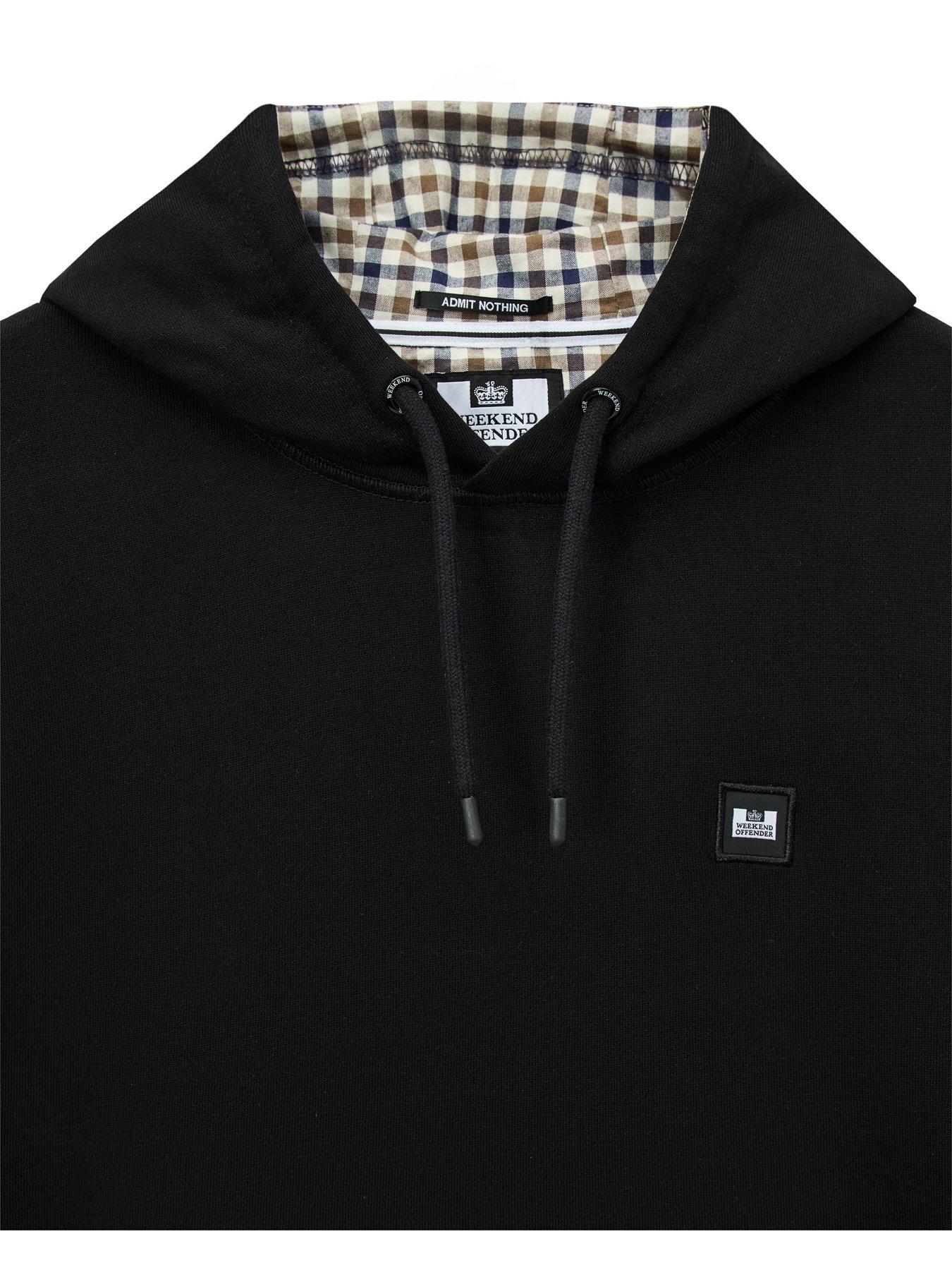 Image 5 of 5 of Weekend Offender Weekend Offender Oulton Check Pullover Hoodie - Black