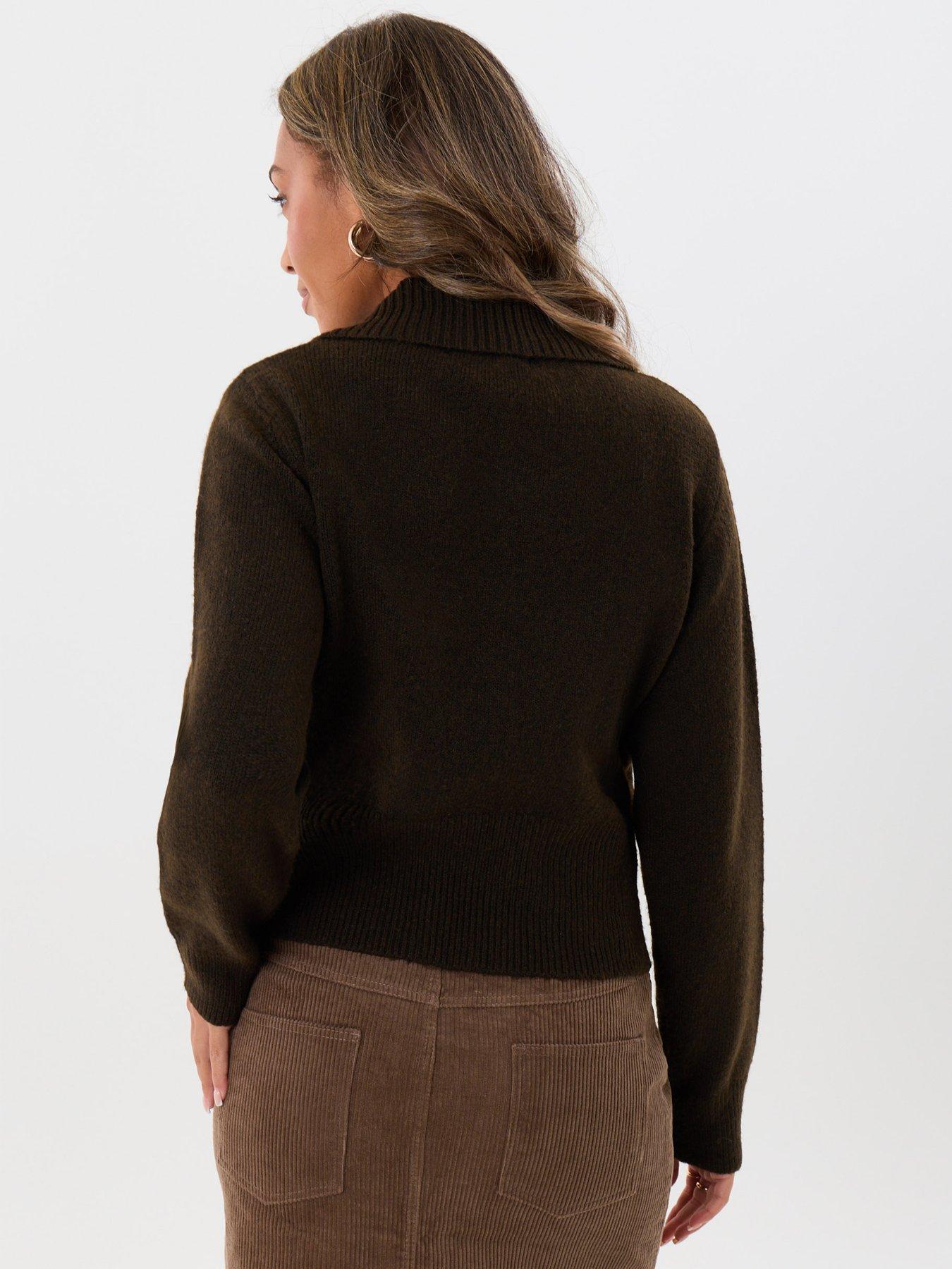 Image 2 of 4 of Threadbare Womens Polo Collar Button Through Cardigan - Brown