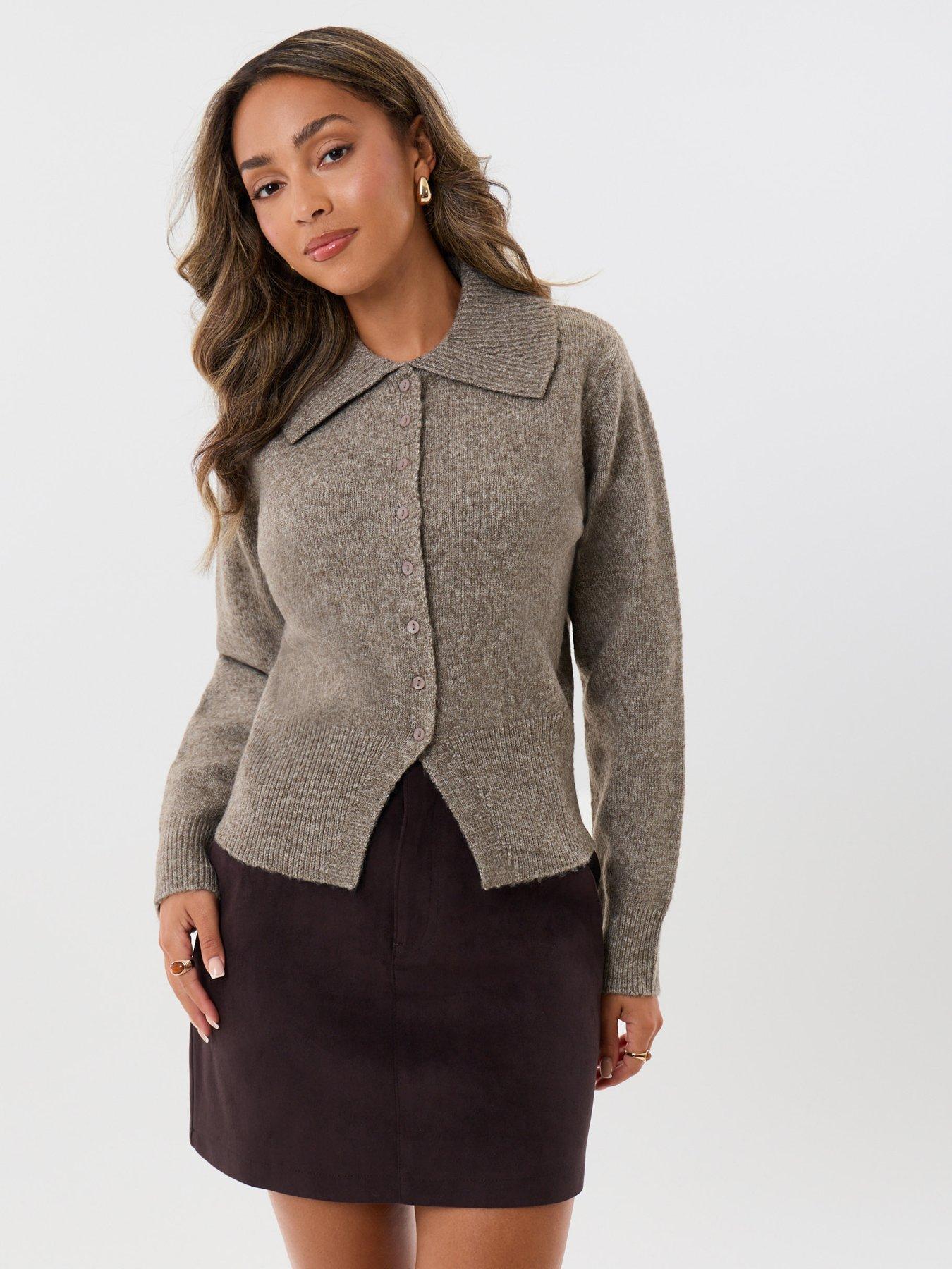 Image 1 of 4 of Threadbare Polo Button Up Cardigan In Beige