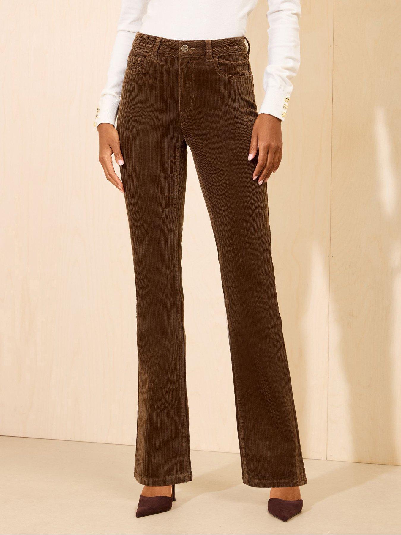 Image 1 of 4 of Friends Like These Chocolate Brown Bootcut Corduroy Trousers
