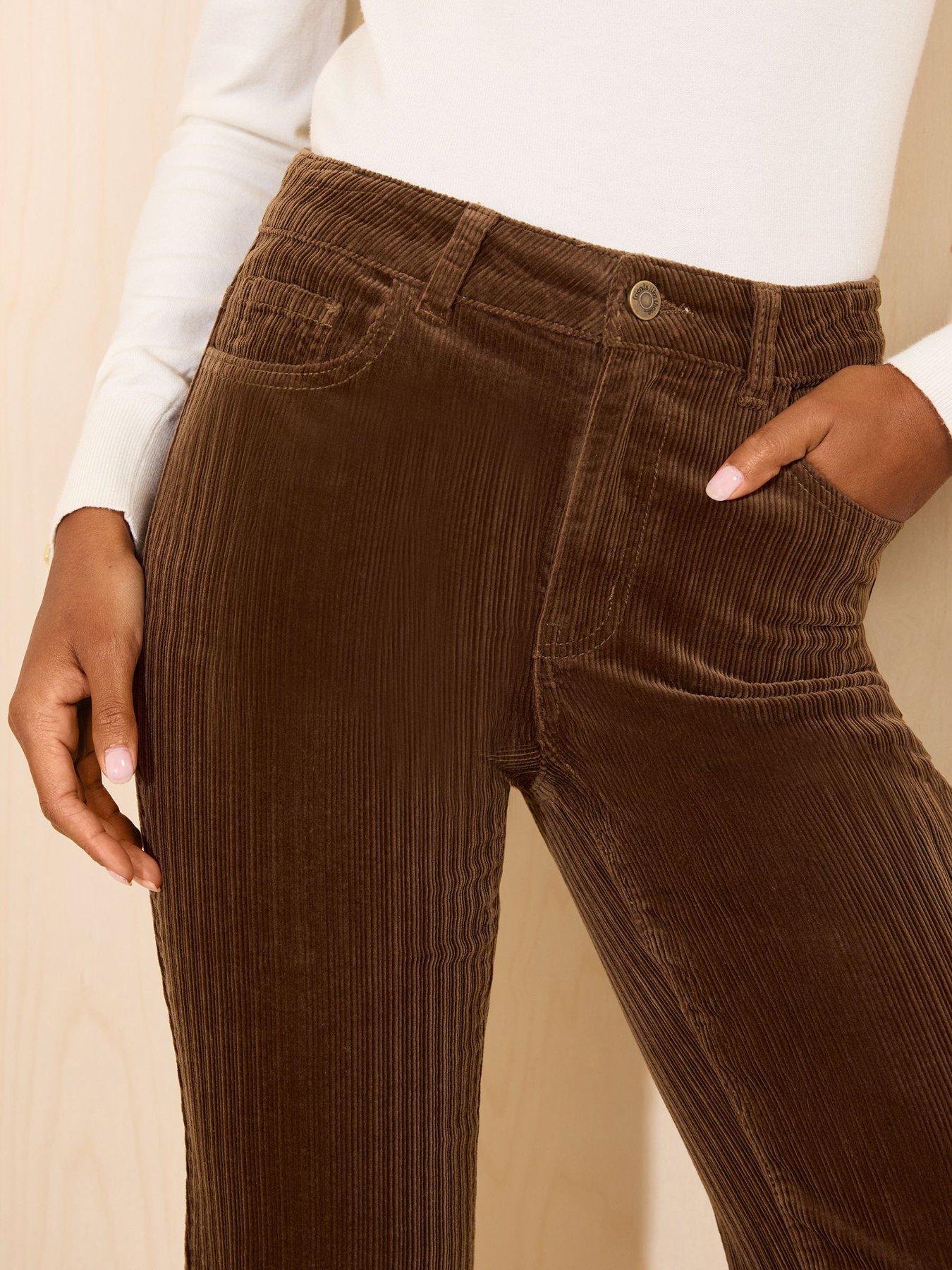 Image 4 of 4 of Friends Like These Chocolate Brown Bootcut Corduroy Trousers