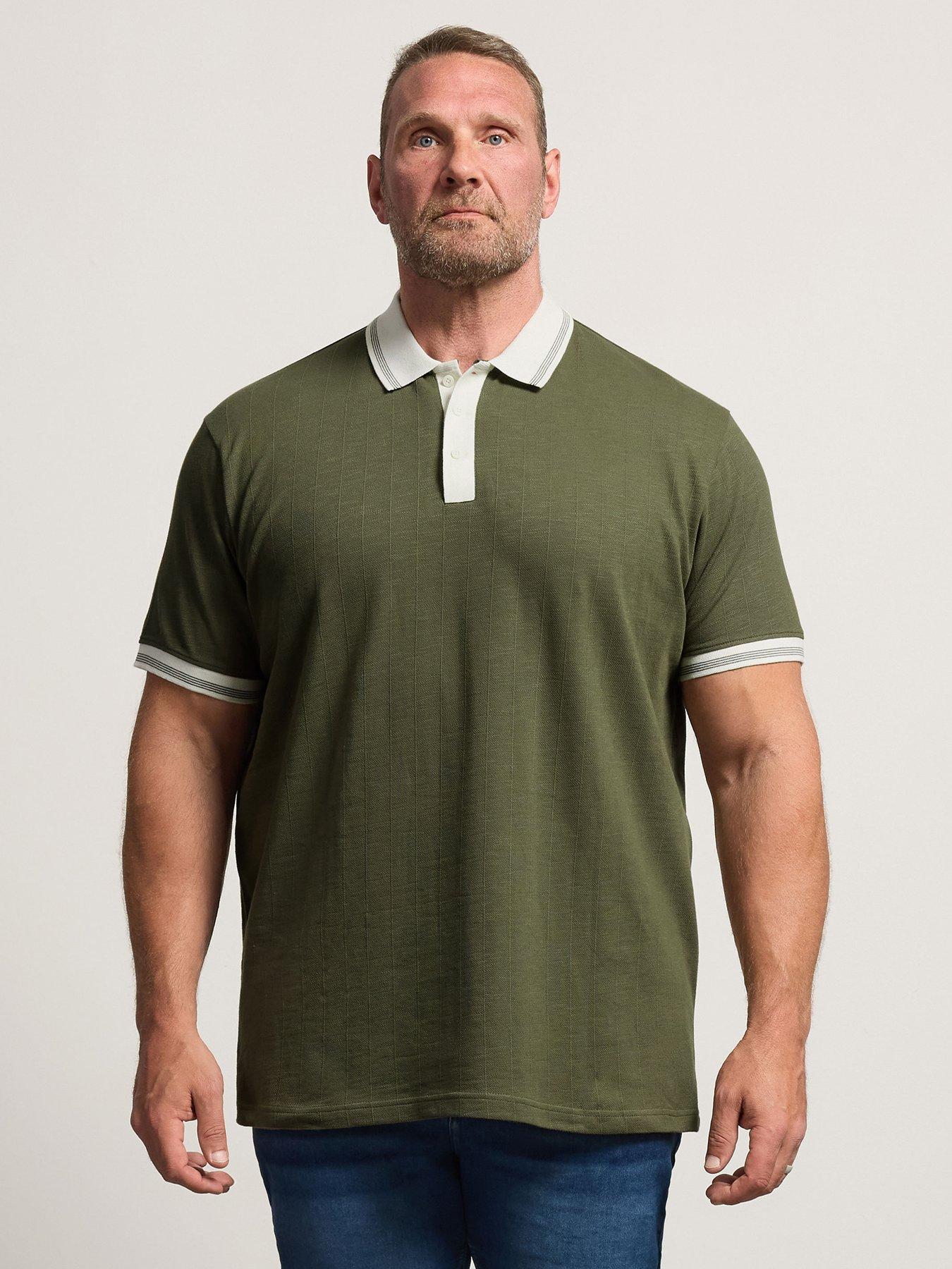 BadRhino Mens Mini Check Contrast Collar Polo Shirt - Green