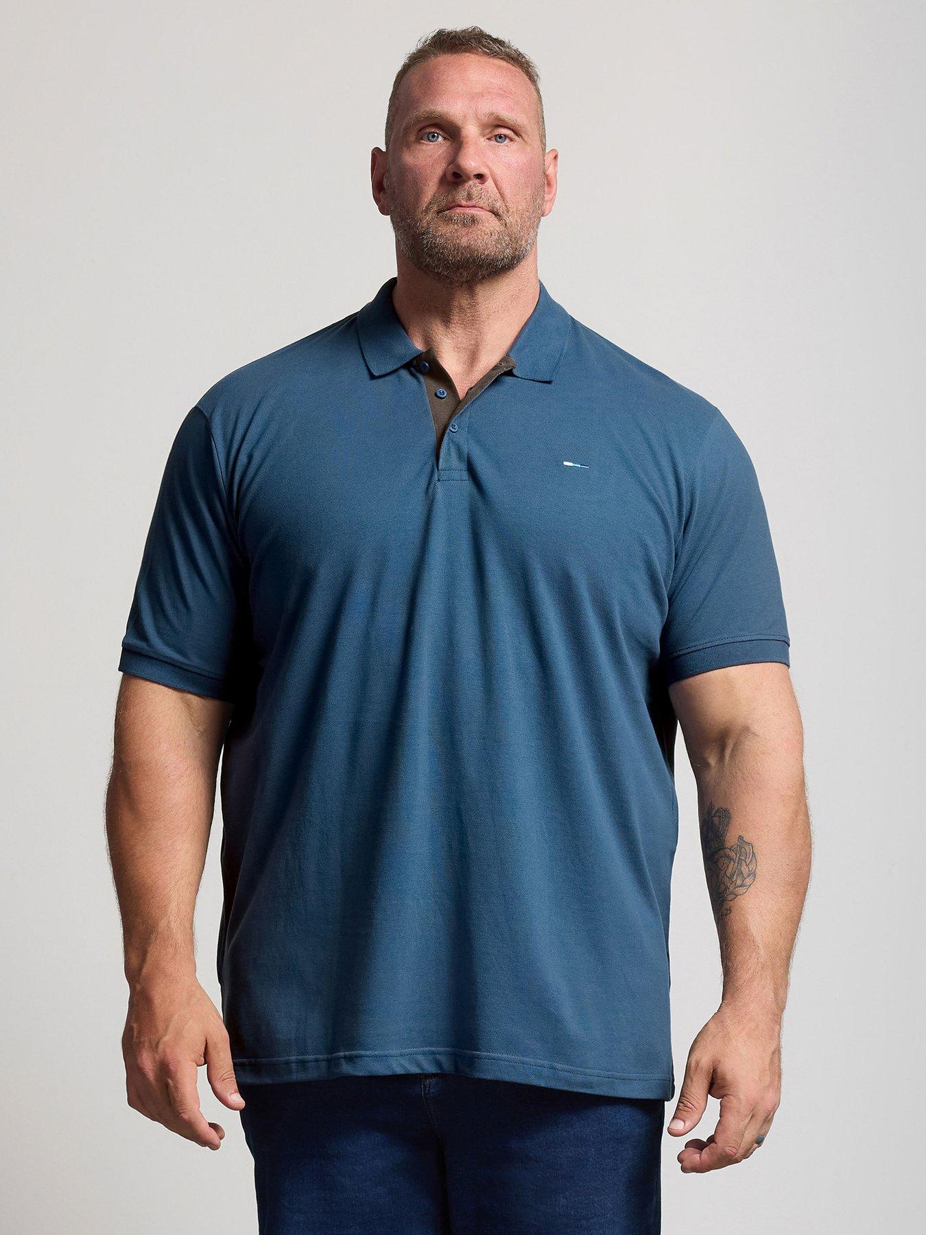 BadRhino Mens Big  &  Tall Contrast Trim Polo Shirt - Blue