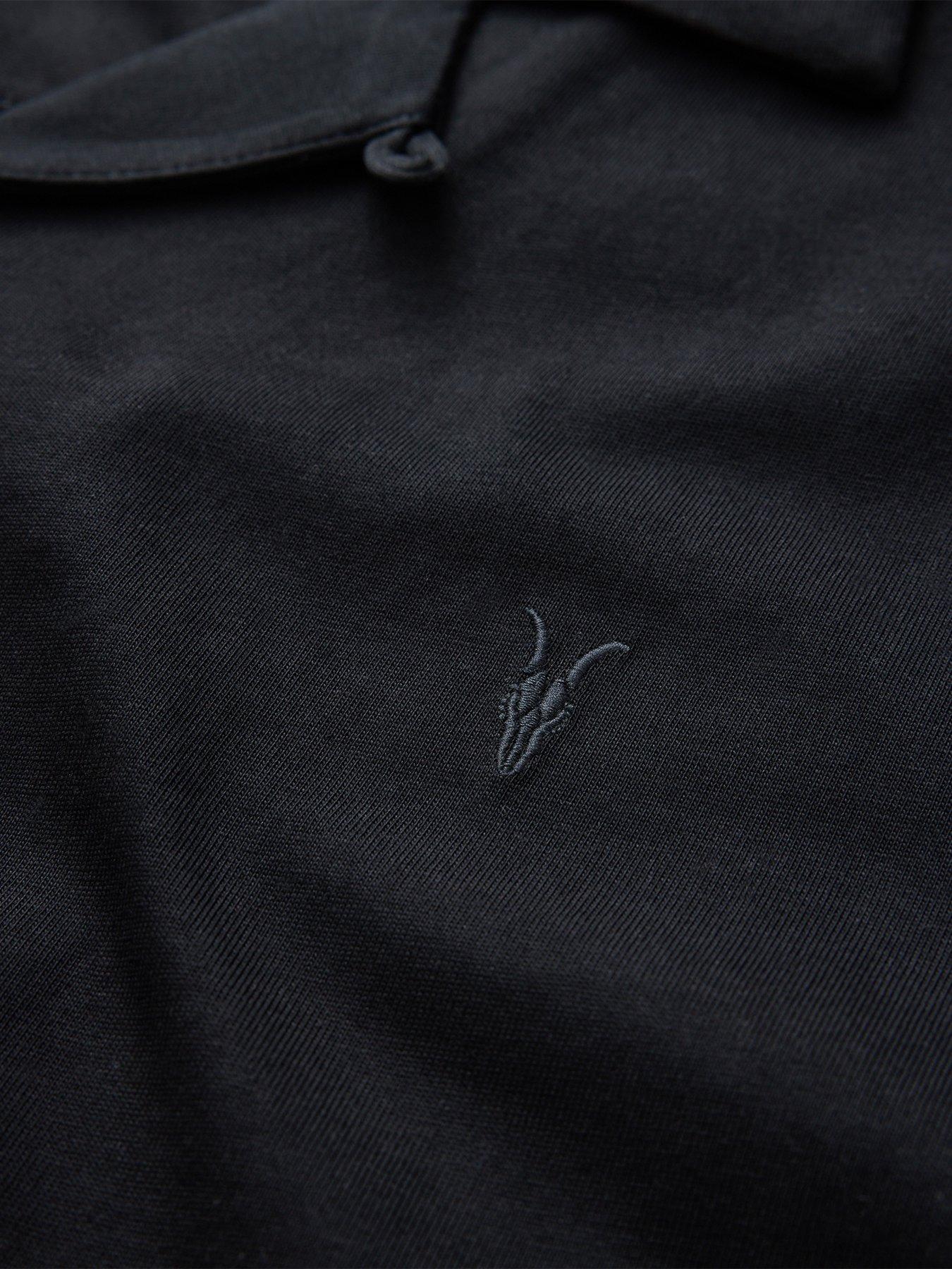 Image 5 of 6 of AllSaints Mens Relaxed Fit Button Through Short Sleeve Shirt - Black