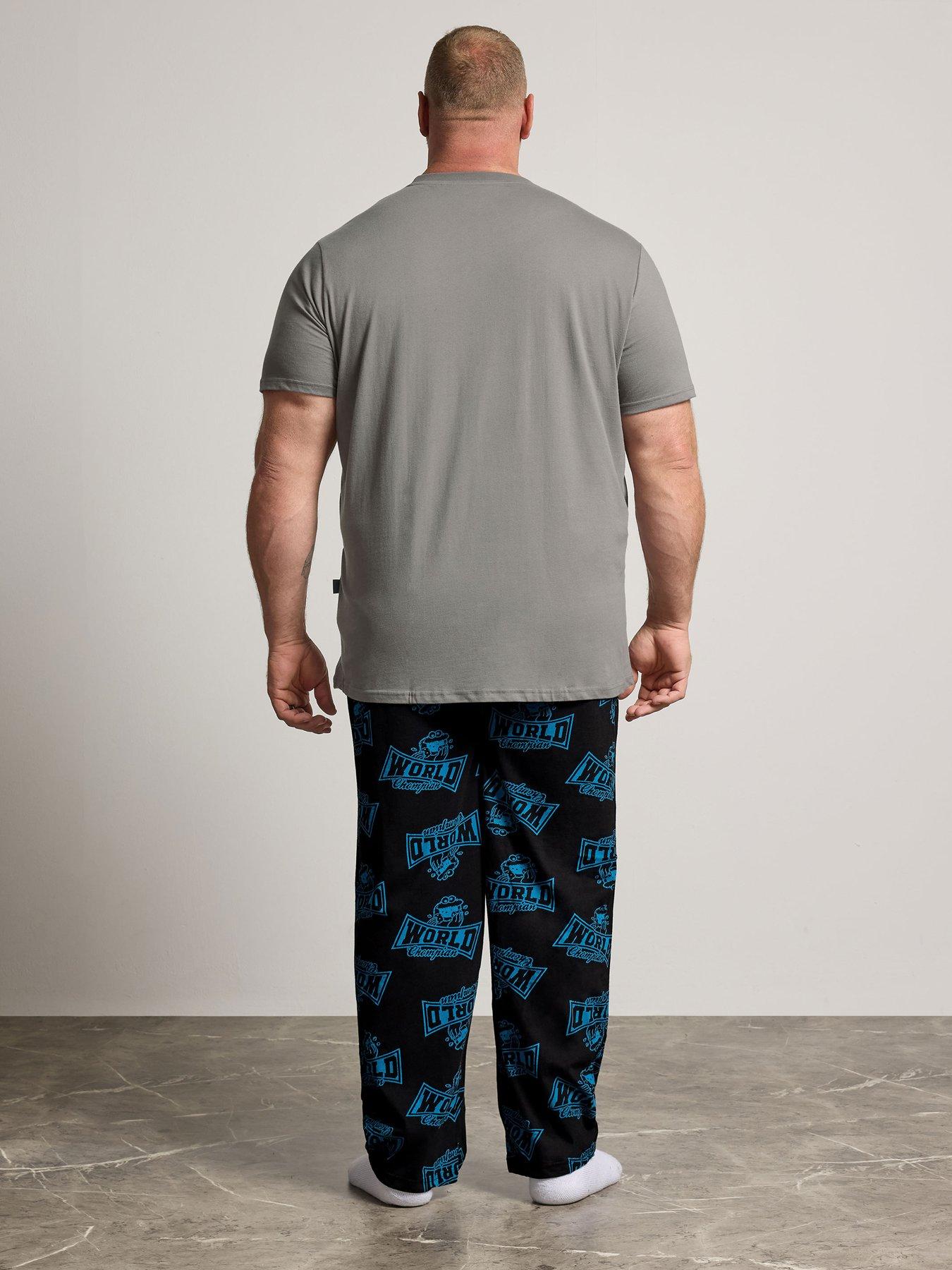 Image 2 of 4 of BadRhino Mens Big &amp; Tall Cookie Monster Graphic Cotton Pyjamas - Blue/Grey