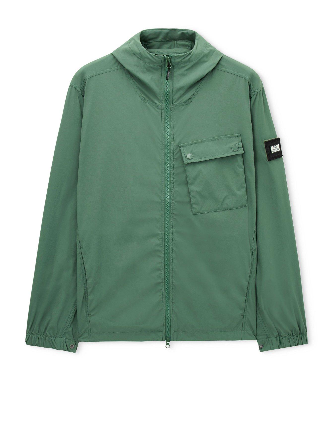 Image 5 of 7 of Weekend Offender Mens Temara Technical Hooded Jacket With Chest Pocket - Green