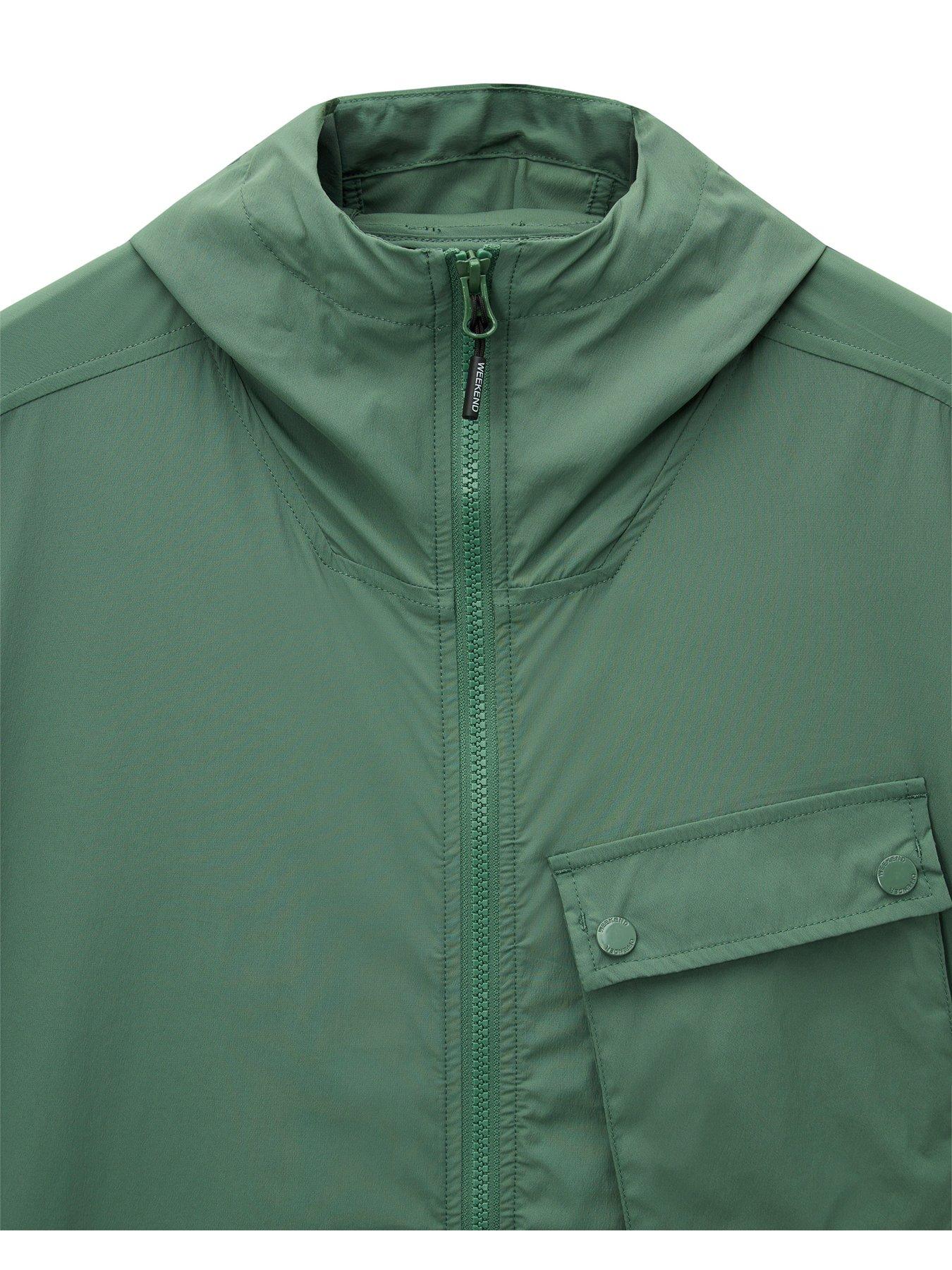 Image 6 of 7 of Weekend Offender Mens Temara Technical Hooded Jacket With Chest Pocket - Green