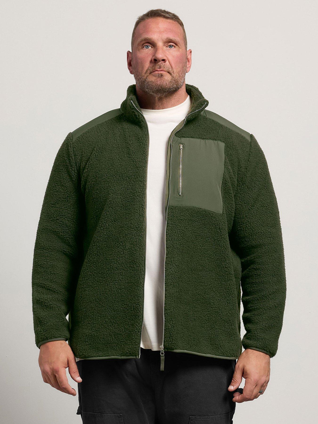 Image 1 of 4 of BadRhino Mens Borg Lined Zip-Through High Neck Jacket - Green