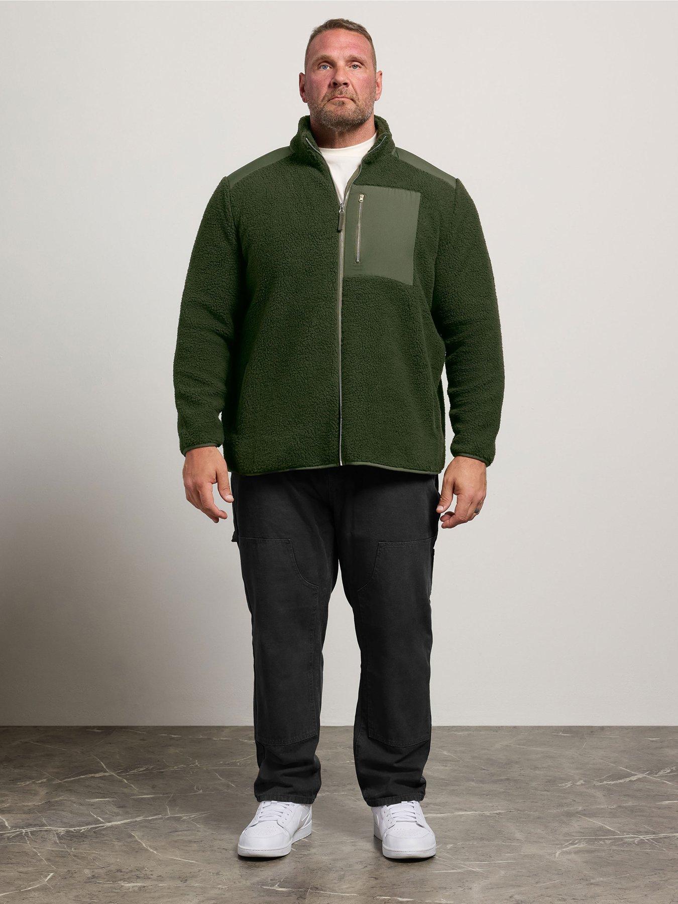 Image 3 of 4 of BadRhino Mens Borg Lined Zip-Through High Neck Jacket - Green