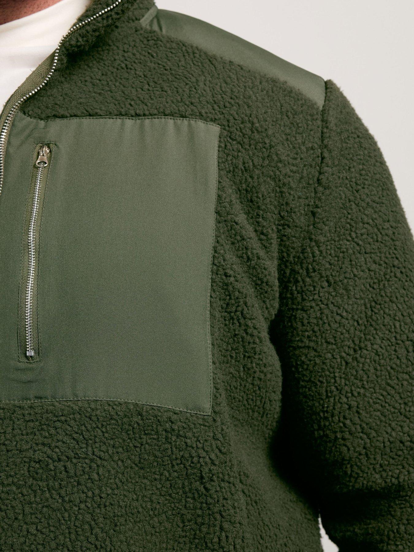 Image 4 of 4 of BadRhino Mens Borg Lined Zip-Through High Neck Jacket - Green
